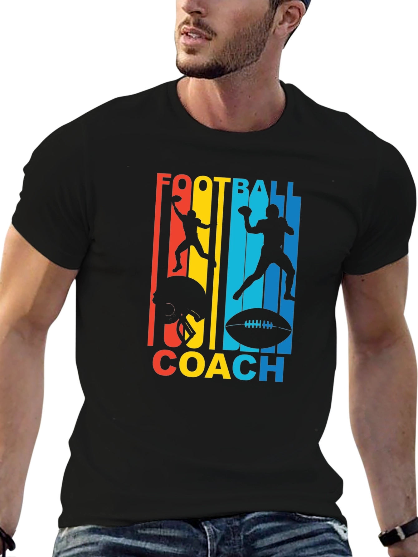 Black Football Coach Graphic T-Shirt view 6