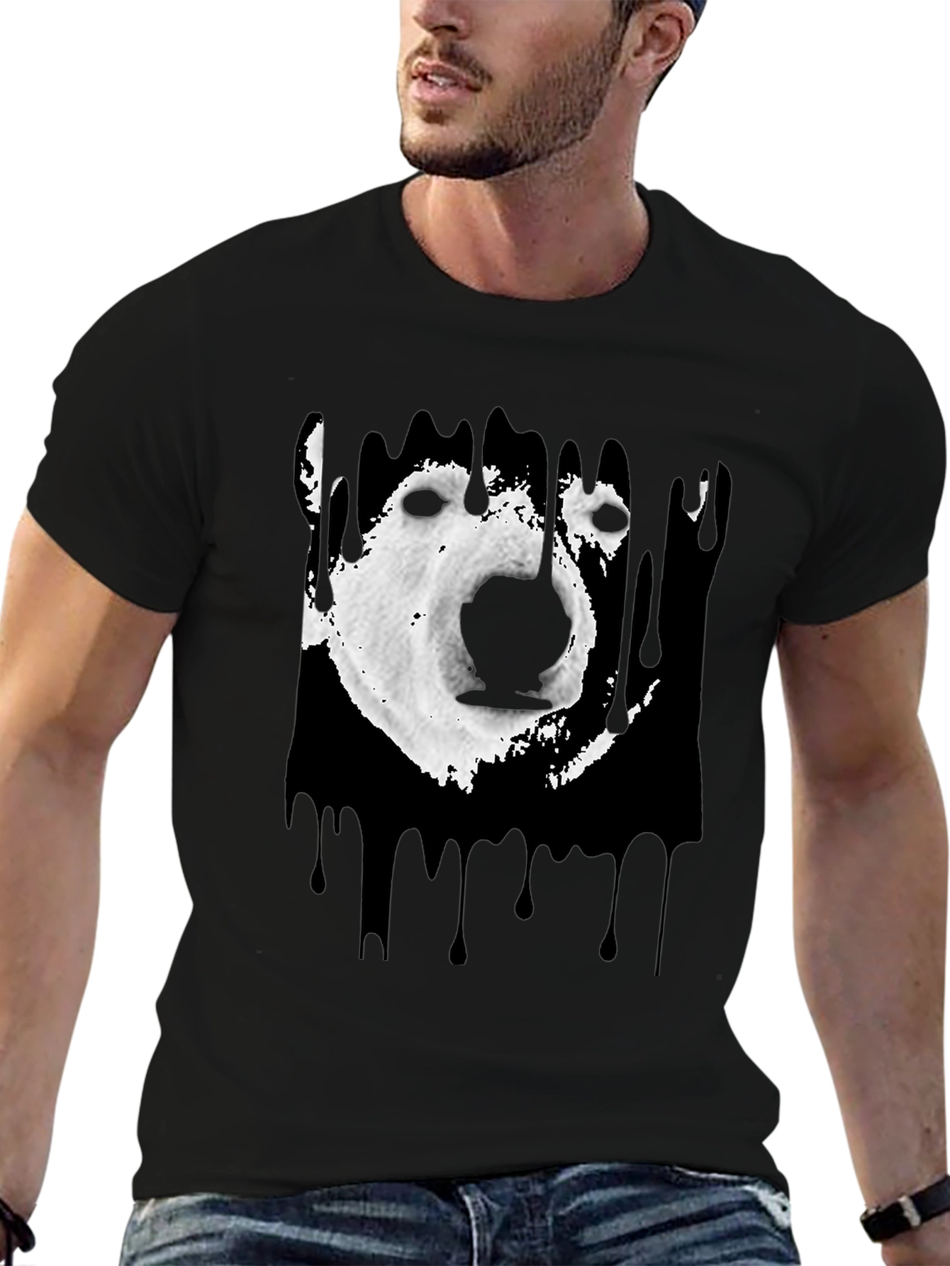 Black Polar Bear Graphic Tee - Black Cotton Blend view 6