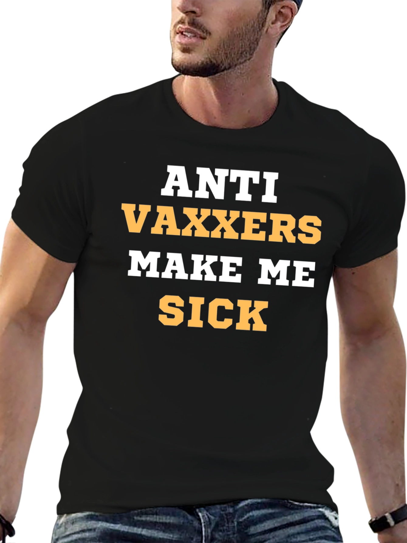 Black Anti Vaxxers Make Me Sick Graphic Tee view 6
