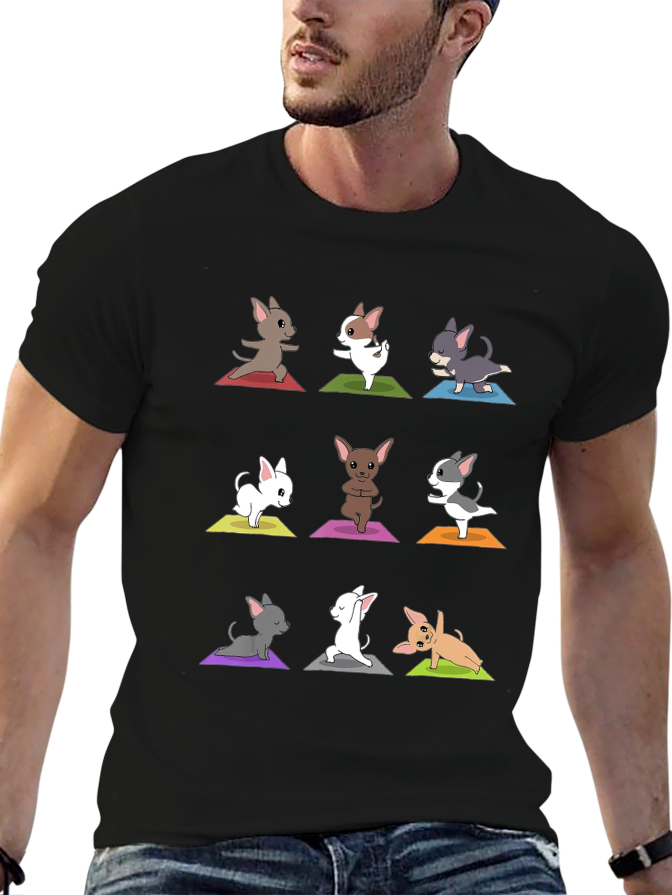 Black Yoga Chihuahua T-Shirt - Funny Dog Lover Tee view 6