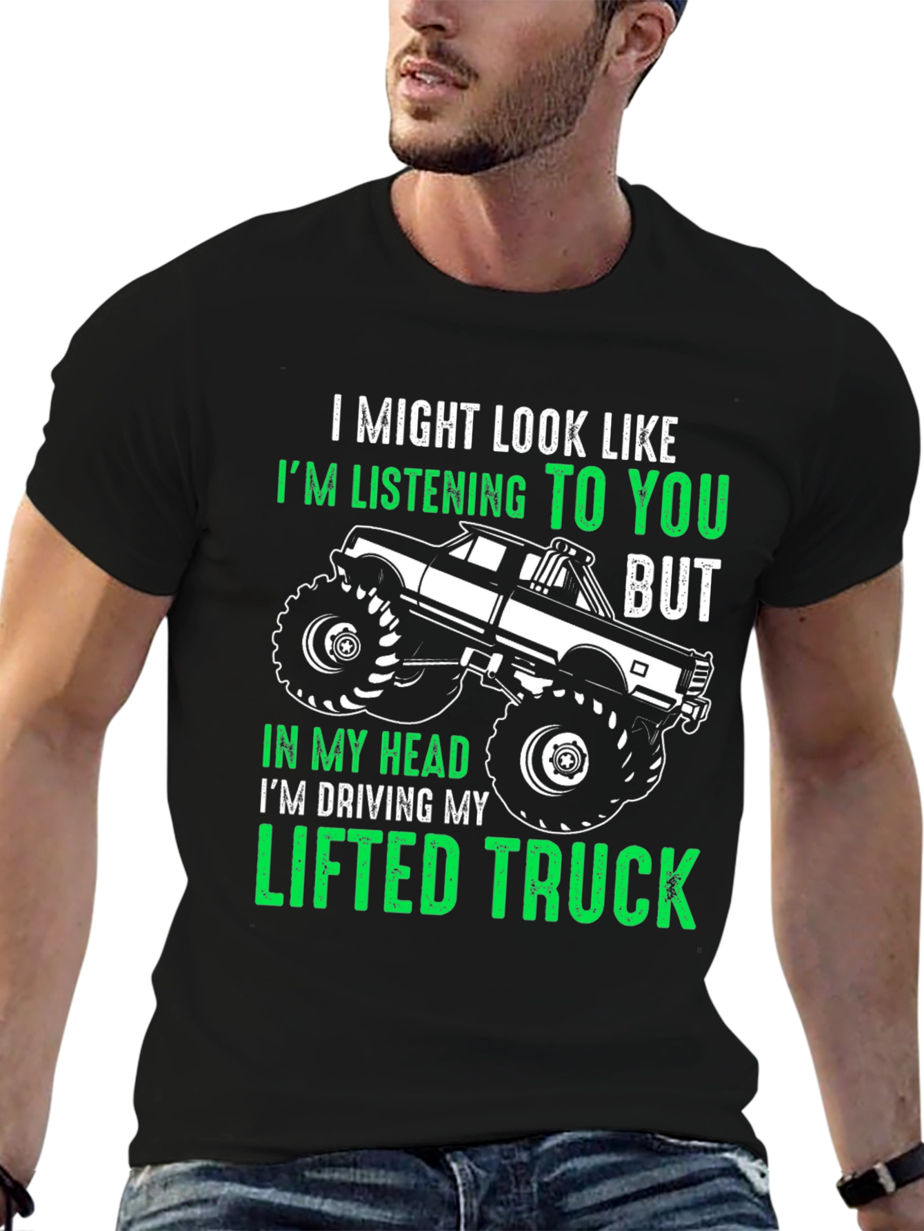 Black Lifted Truck T-Shirt - Funny Gift for Truck Lovers view 6