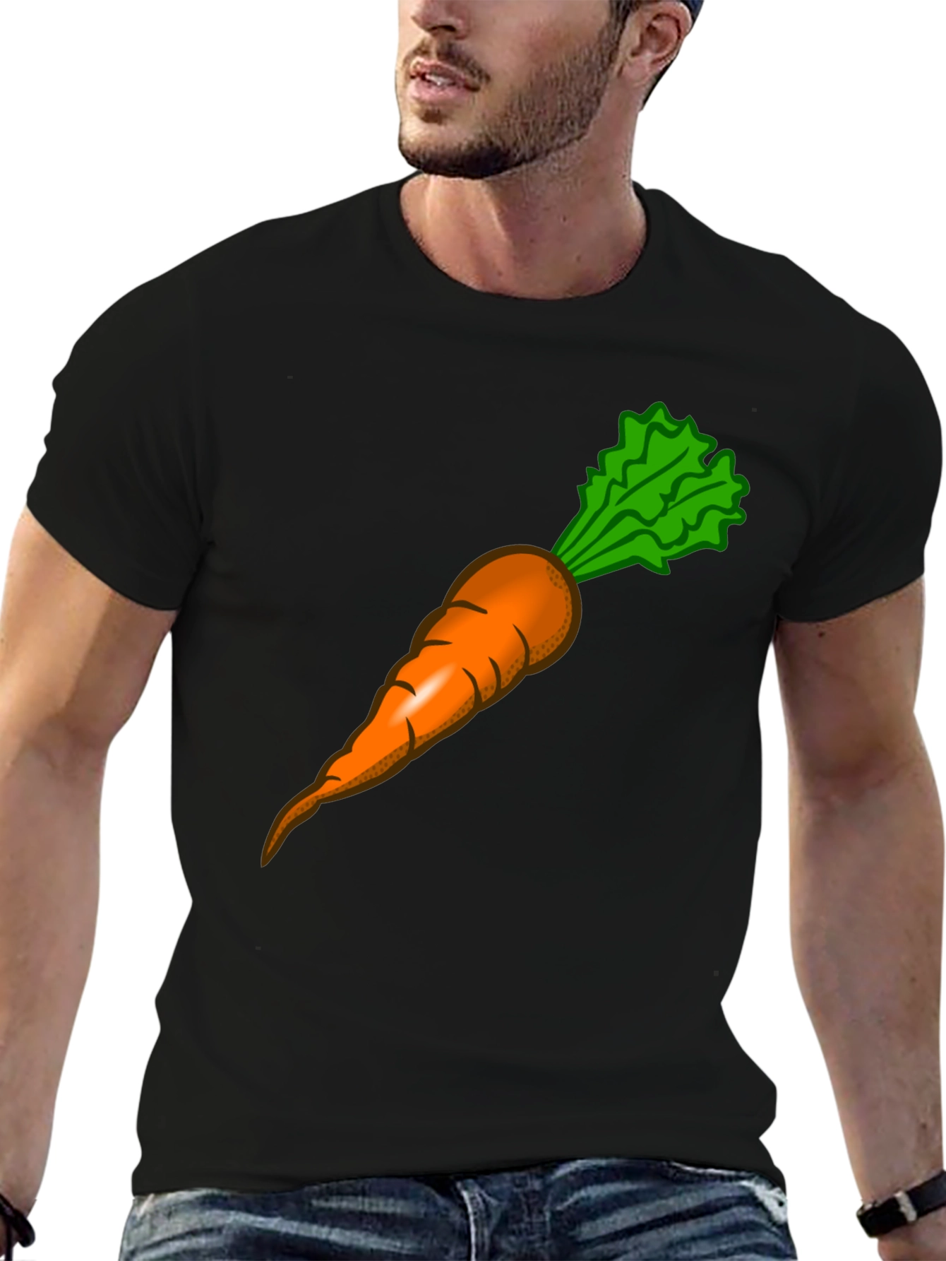 Funny Carrot Graphic Tee - Black Cotton T-Shirt - 6
