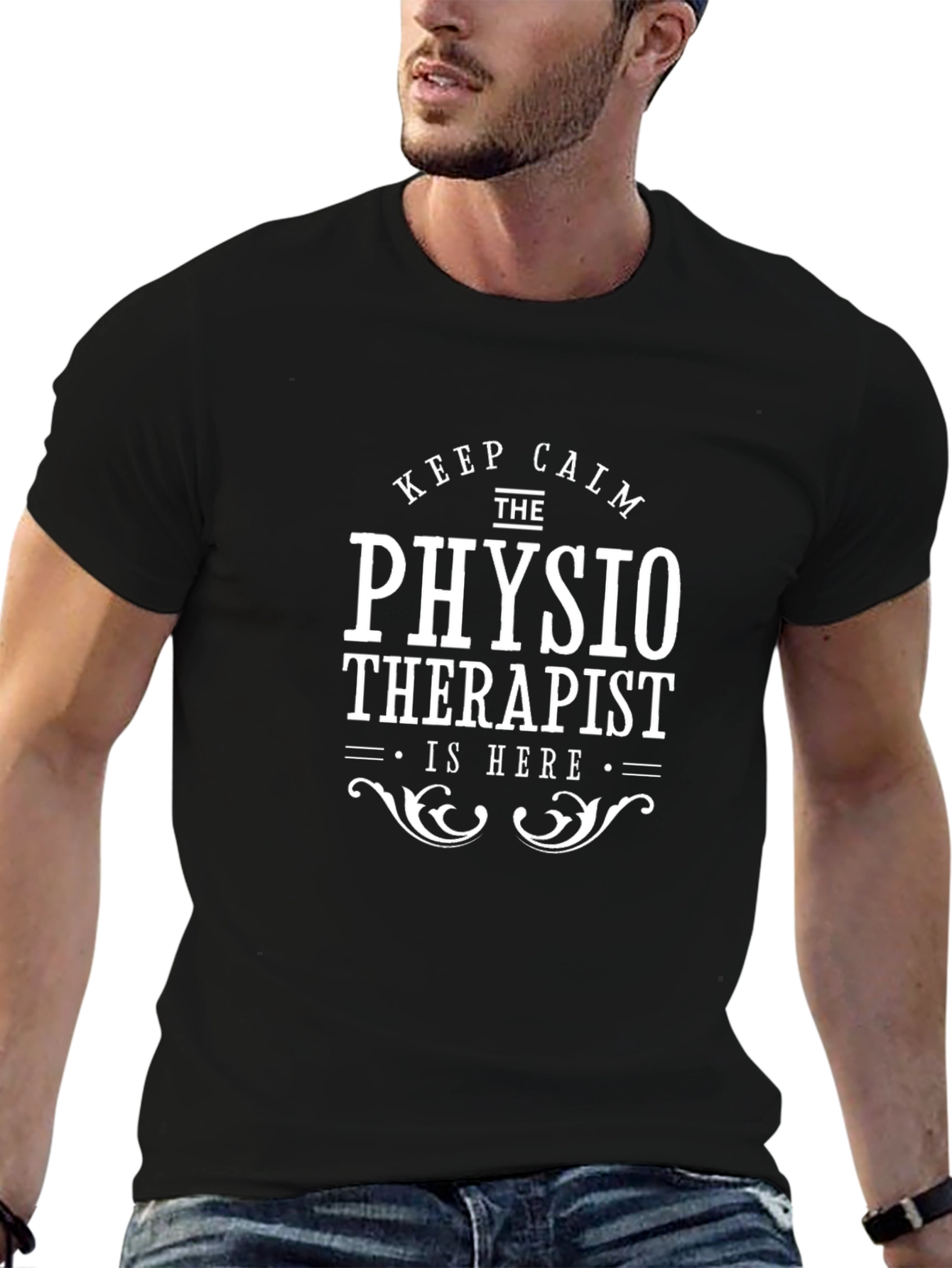 Black Physiotherapist T-Shirt - Keep Calm Funny Tee view 6