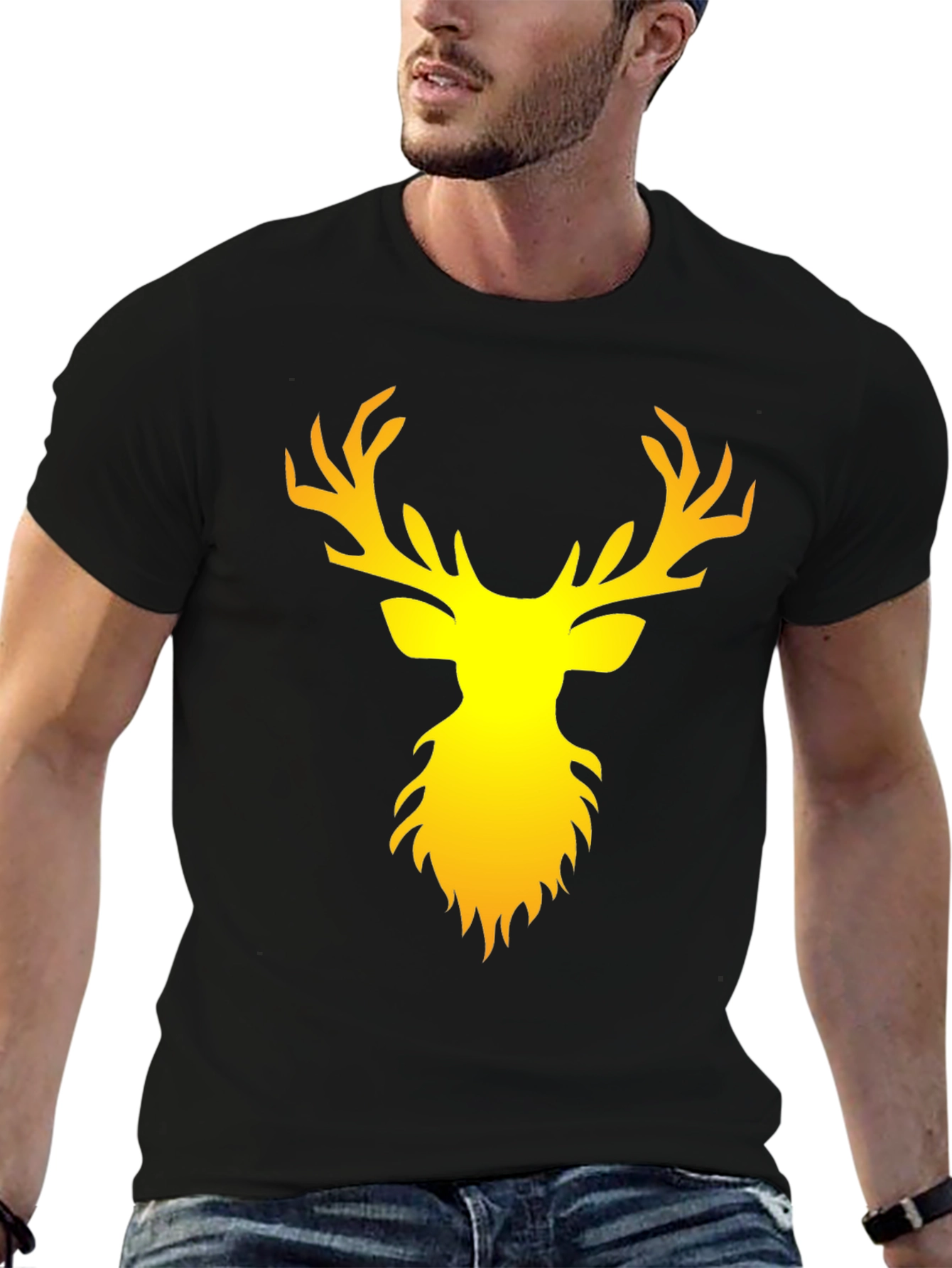 Black Stag Graphic Print Black T-Shirt view 6