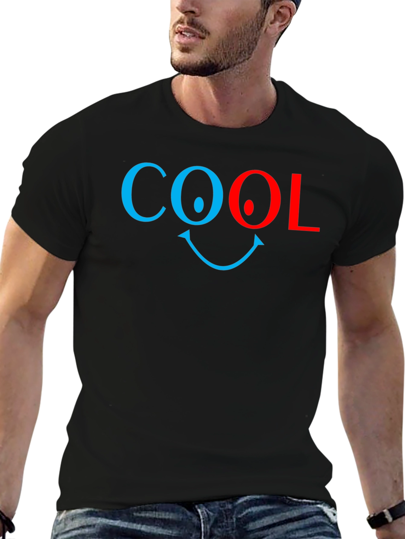 Black Cool Smiley Face Graphic Tee - Unisex view 6