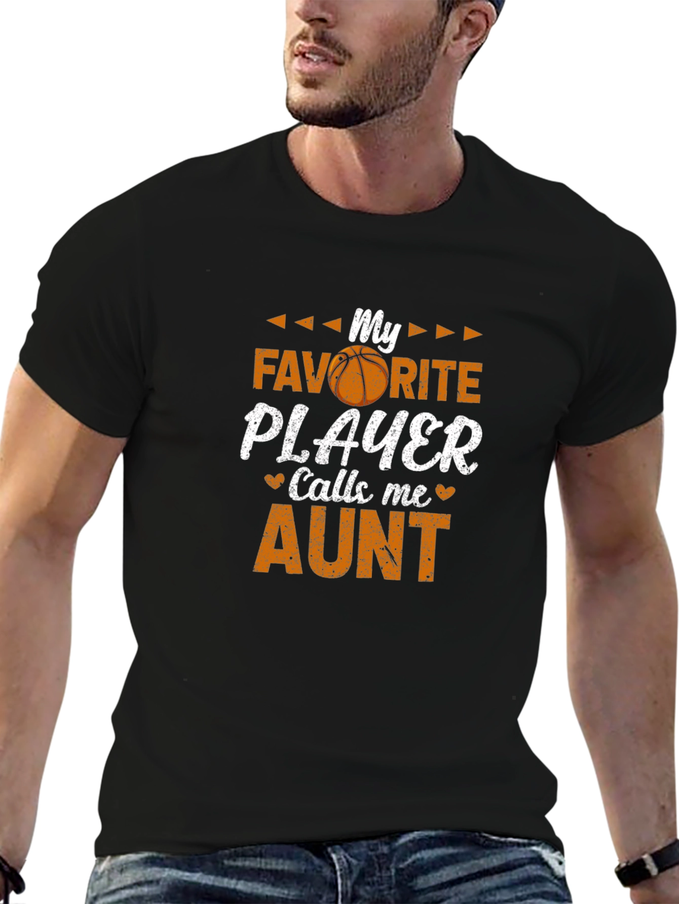 Black My Favorite Player Calls Me Aunt Basketball T-Shirt view 6