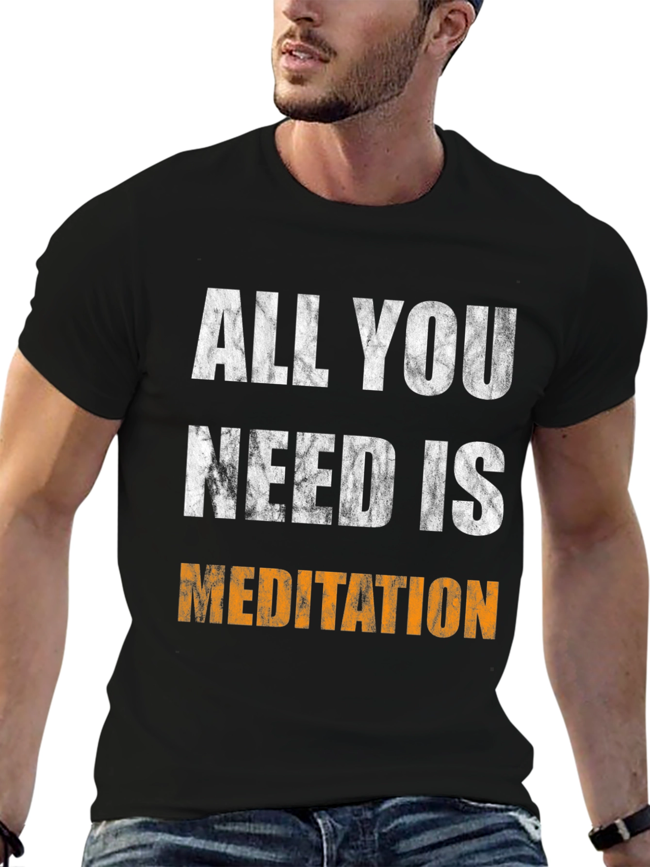 Black All You Need Is Meditation Graphic Tee view 6