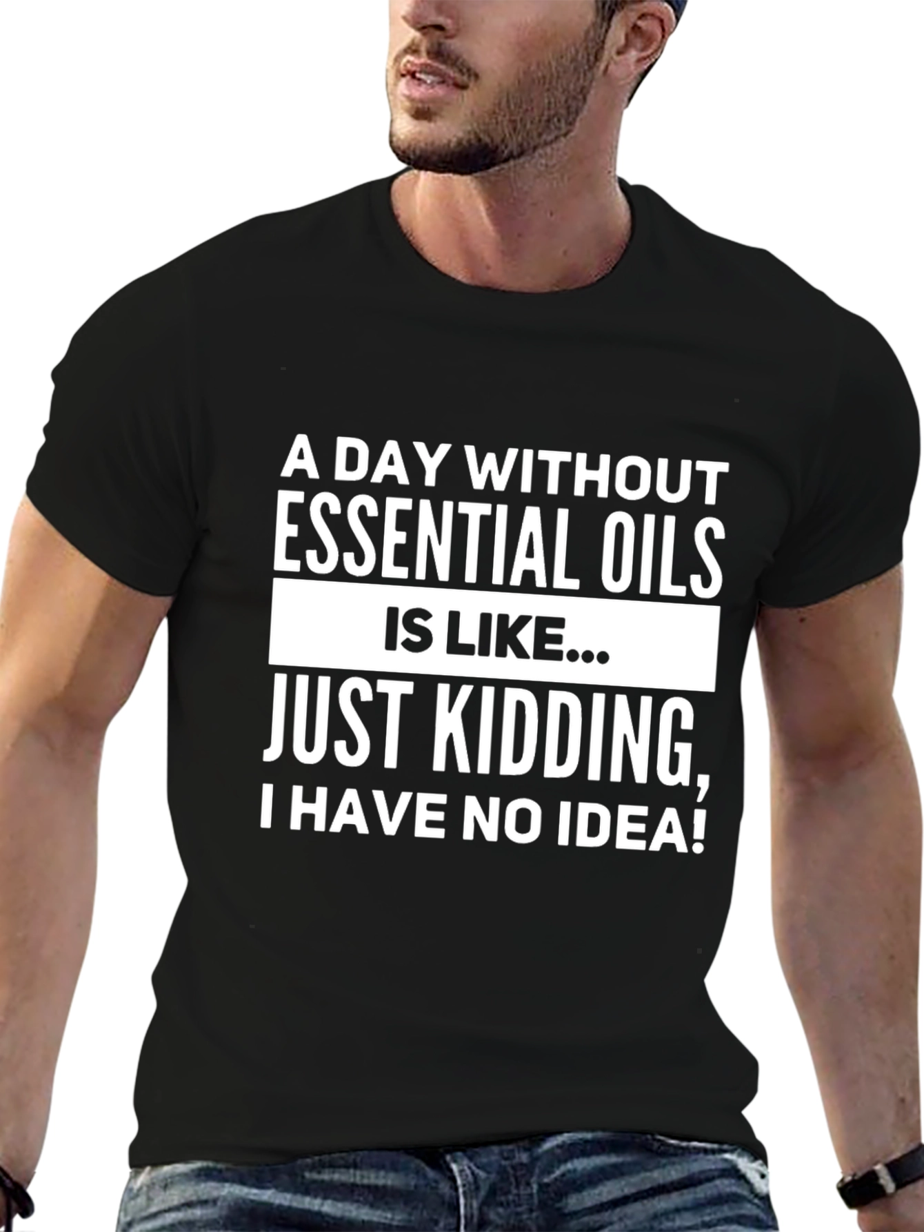 Black Essential Oils Funny Graphic T-Shirt view 6
