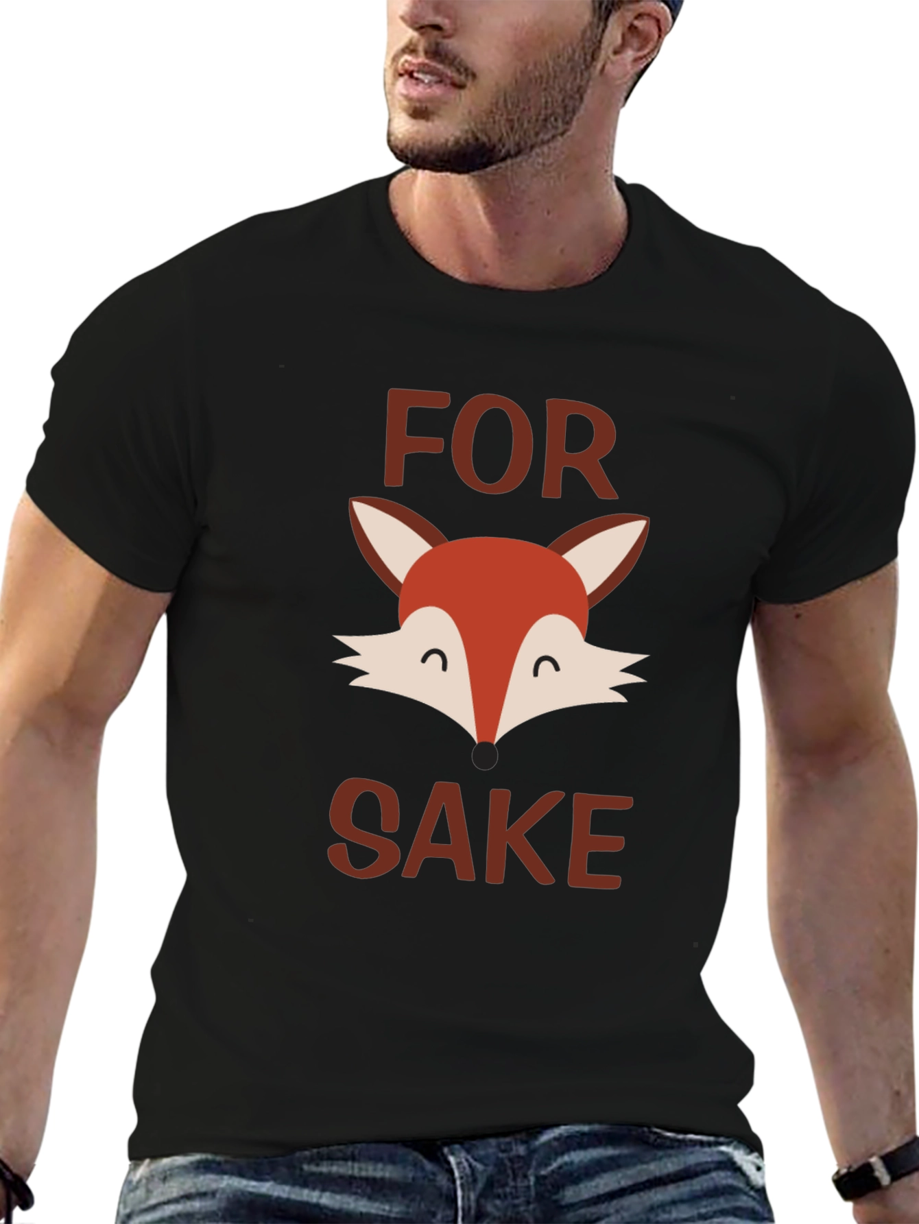 Black For Fox Sake T-Shirt - Funny Animal Graphic Tee view 6