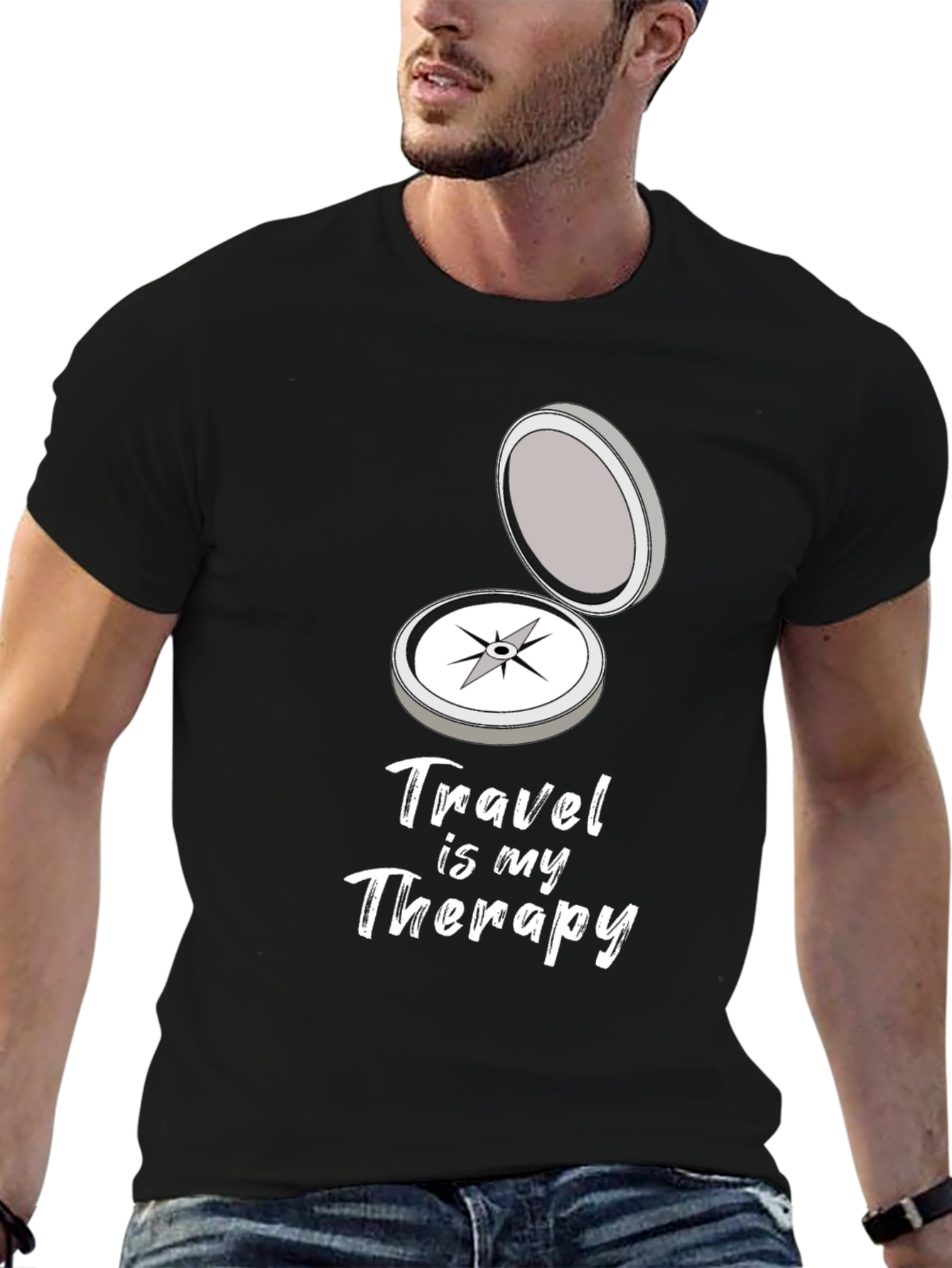 Black Travel Is My Therapy Graphic T-Shirt view 6
