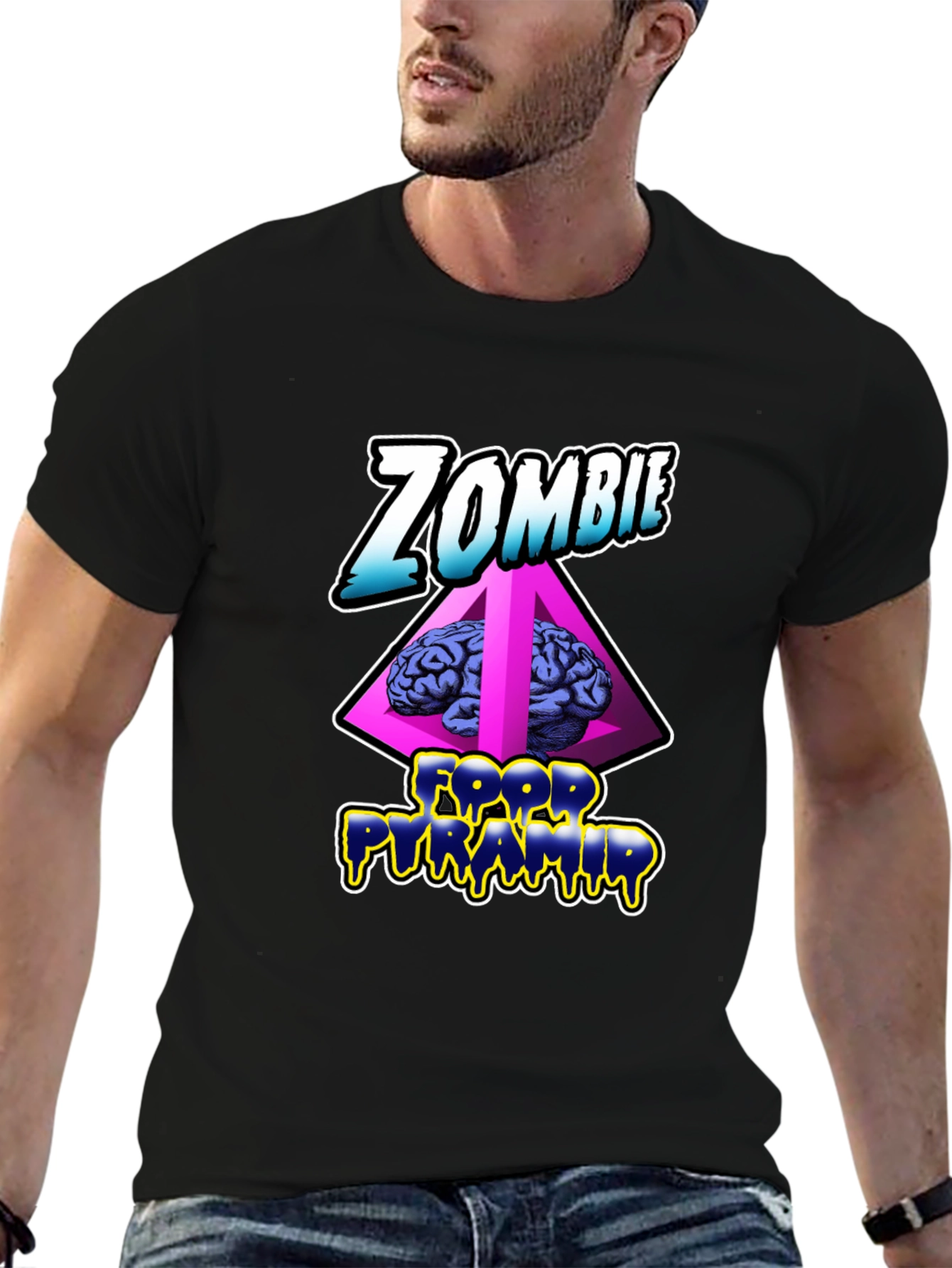 Zombie Food Pyramid Black Graphic Tee - 6