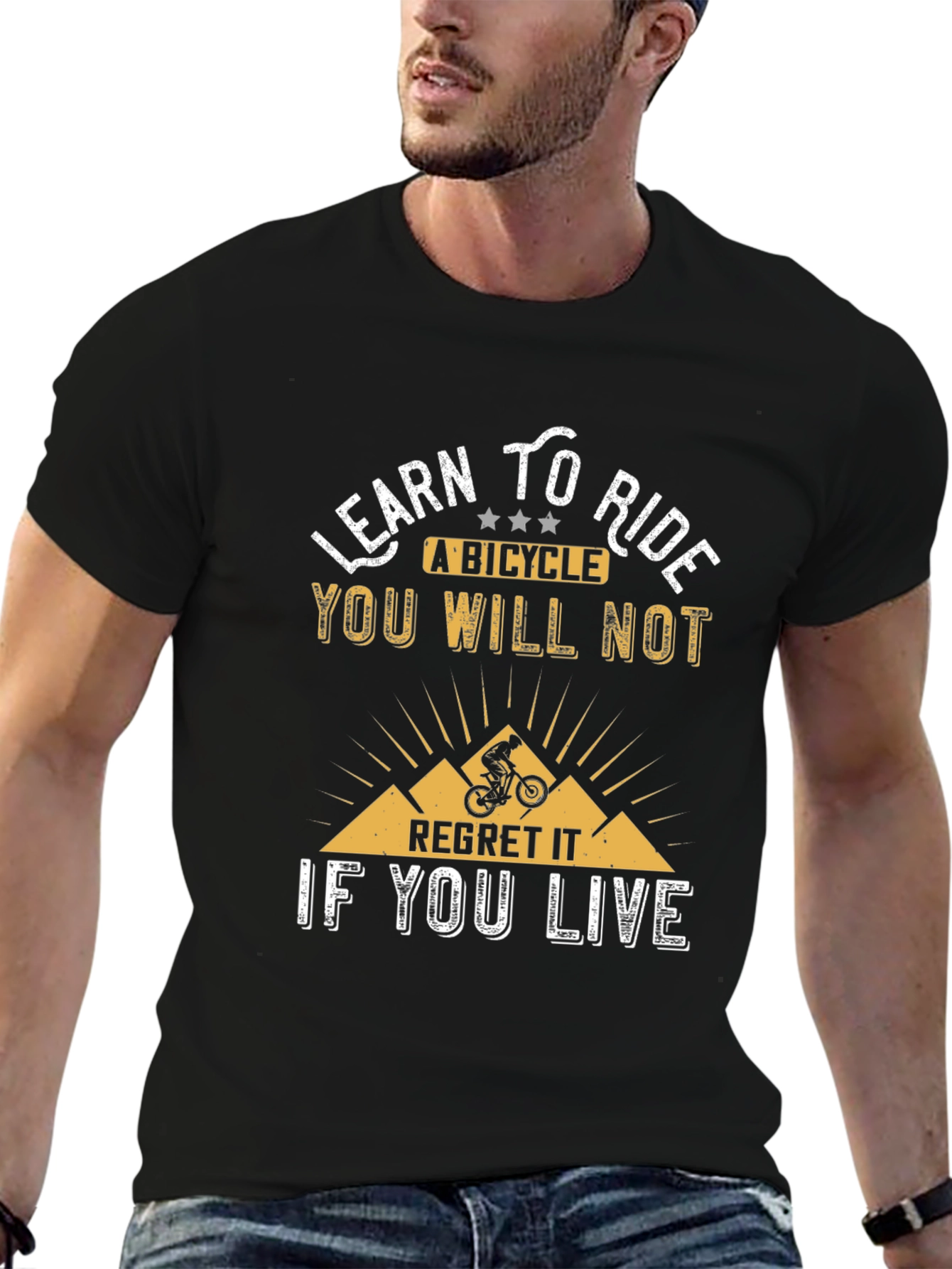 Black Learn To Ride a Bicycle Graphic T-Shirt view 6