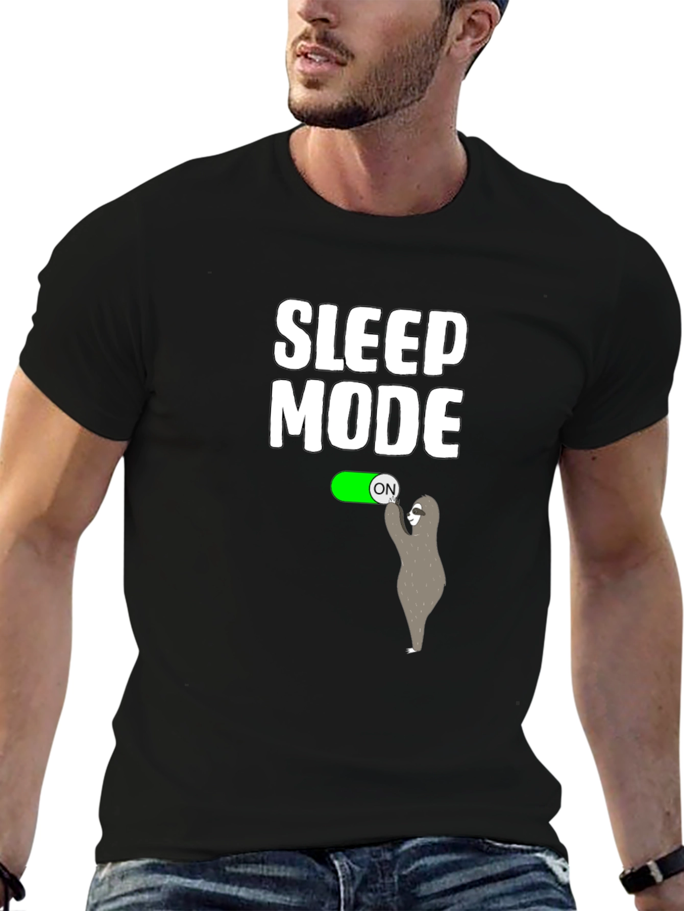 Black Sleep Mode Activated Sloth T-Shirt view 6