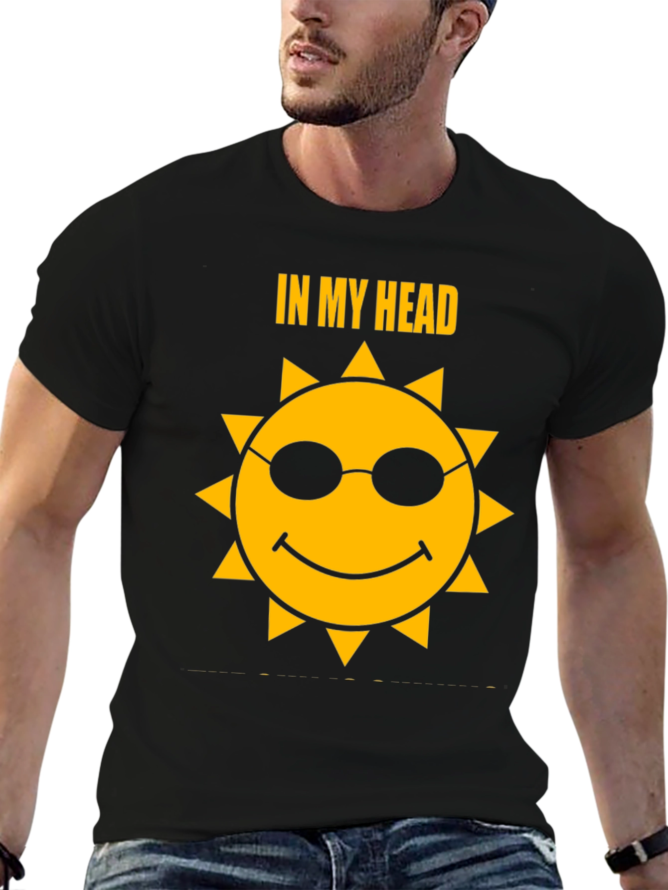 Black Head In The Clouds T-Shirt - Cool Sun Design view 6
