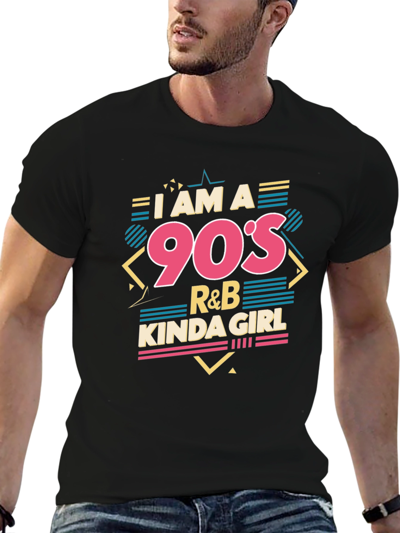 Black I am a 90's R&B Kinda Girl Black T-Shirt view 6