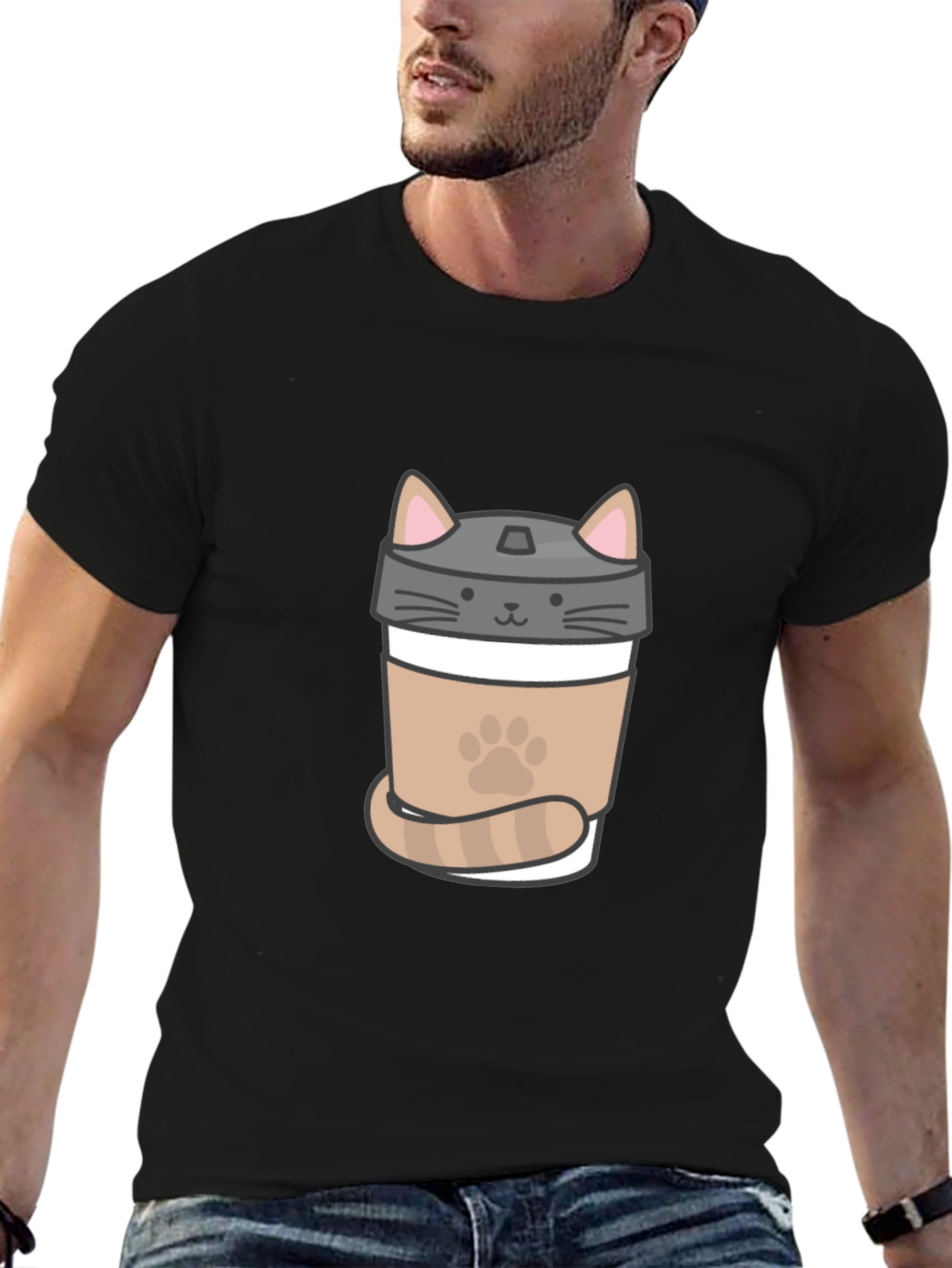 Black Cat Coffee T-Shirt - Cute Coffee Lover Tee view 6