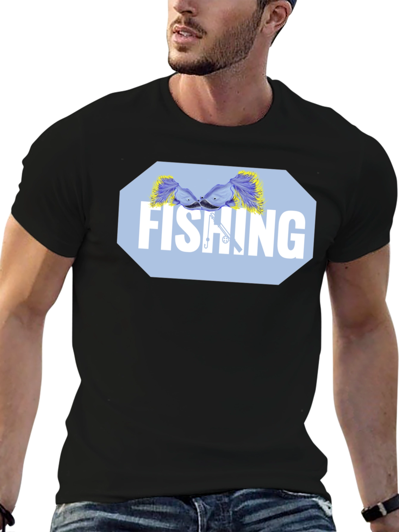 Black Fishing Lure Graphic Tee - Black Cotton Blend Shirt view 6