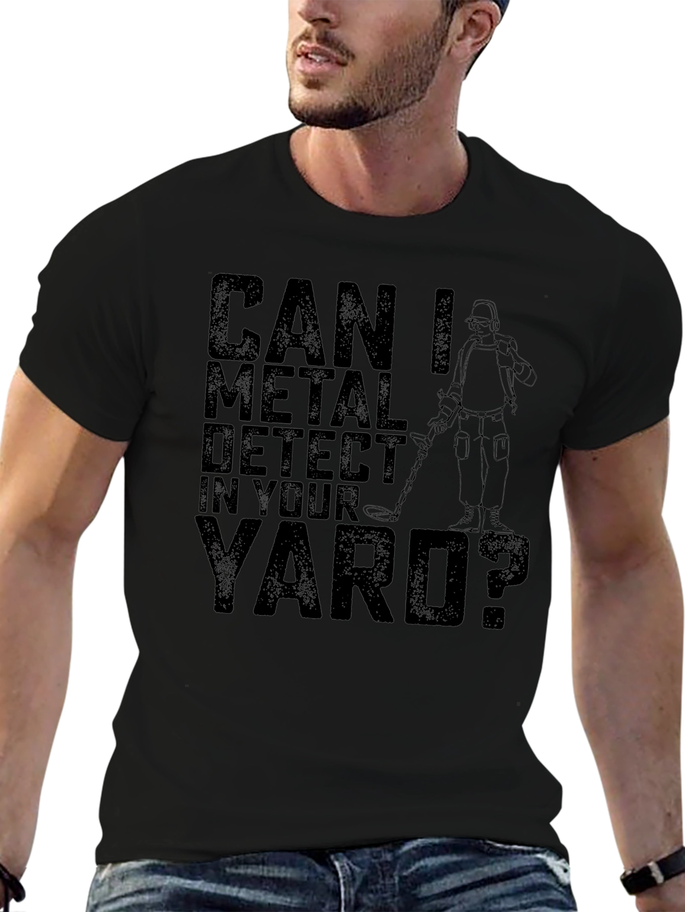Black Can I Metal Detect In Your Yard Black T-Shirt view 6