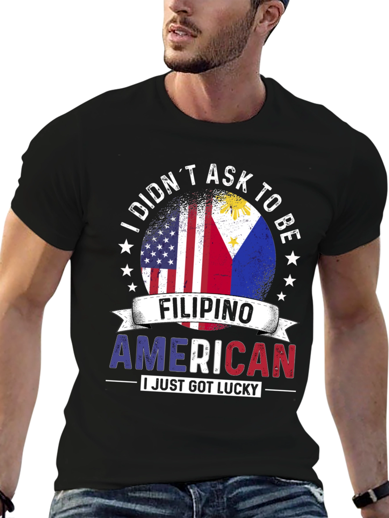Black Filipino American Lucky T-Shirt view 6