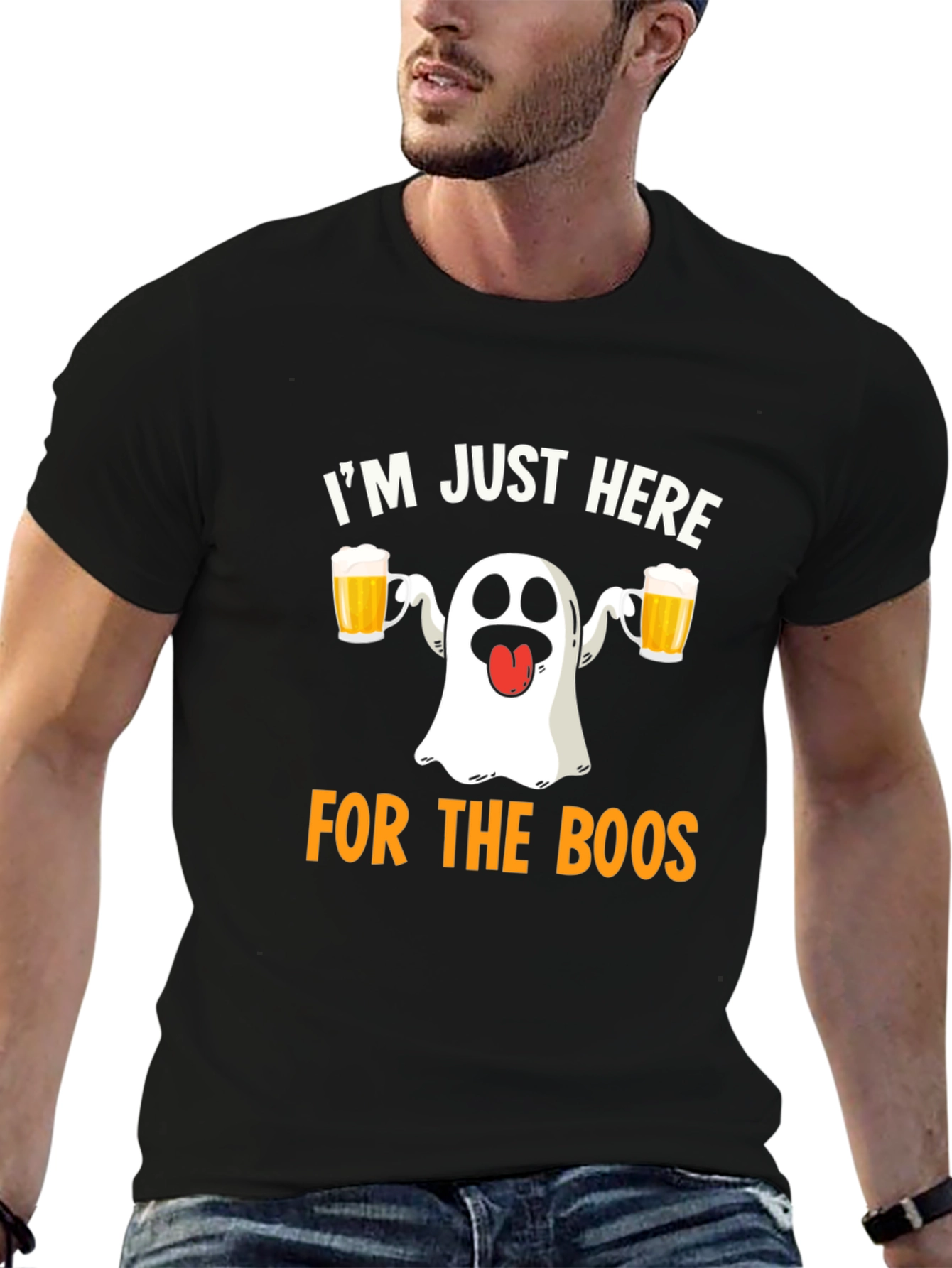 Black I'm Just Here for the Boos Halloween T-Shirt view 6