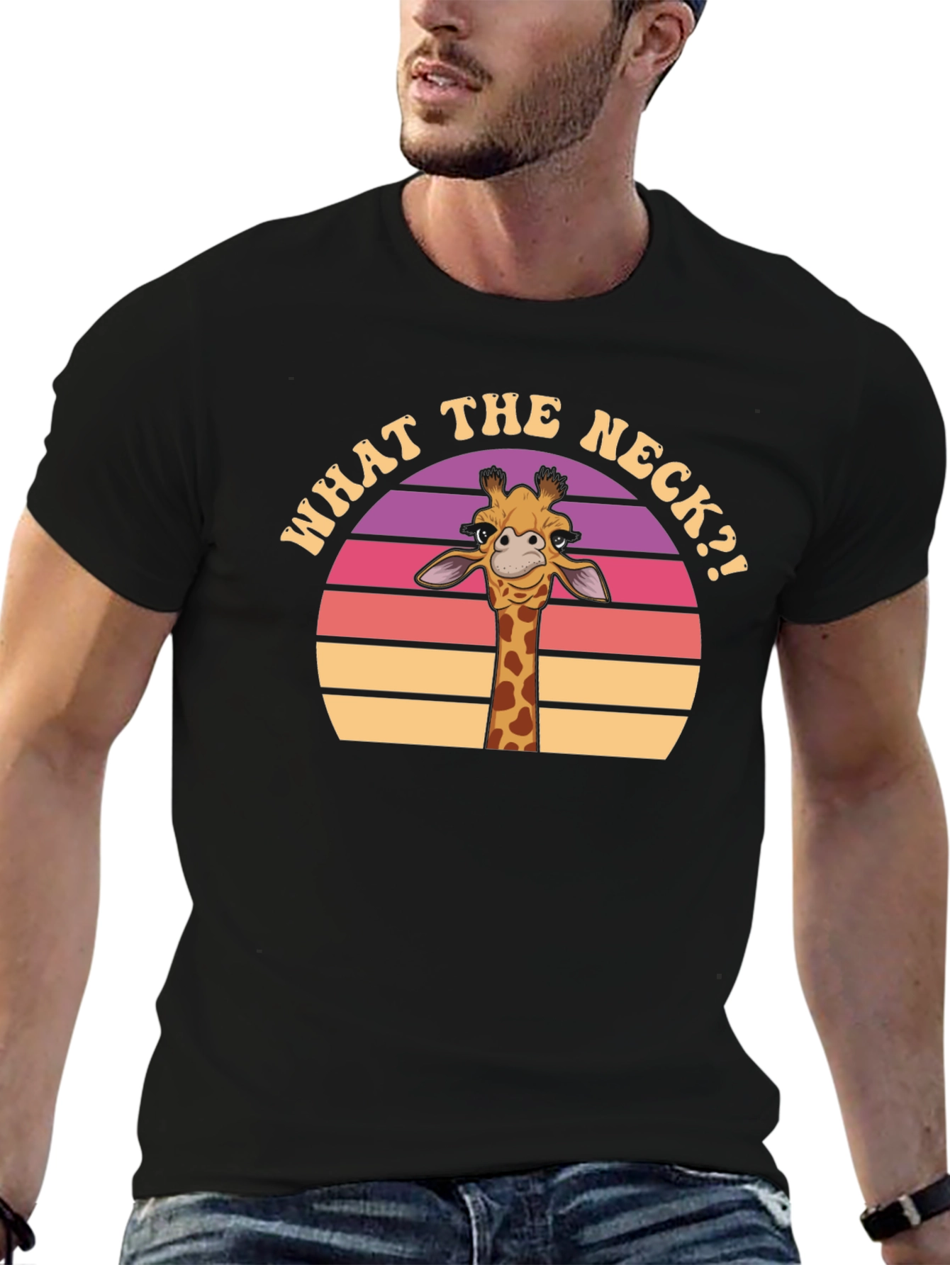Black What the Neck Giraffe T-Shirt view 6
