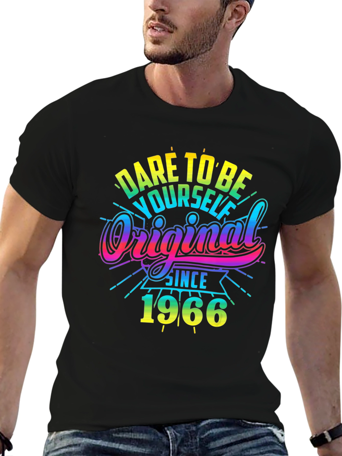 Black Dare To Be Yourself Original Since 1966 Black T-Shirt view 6
