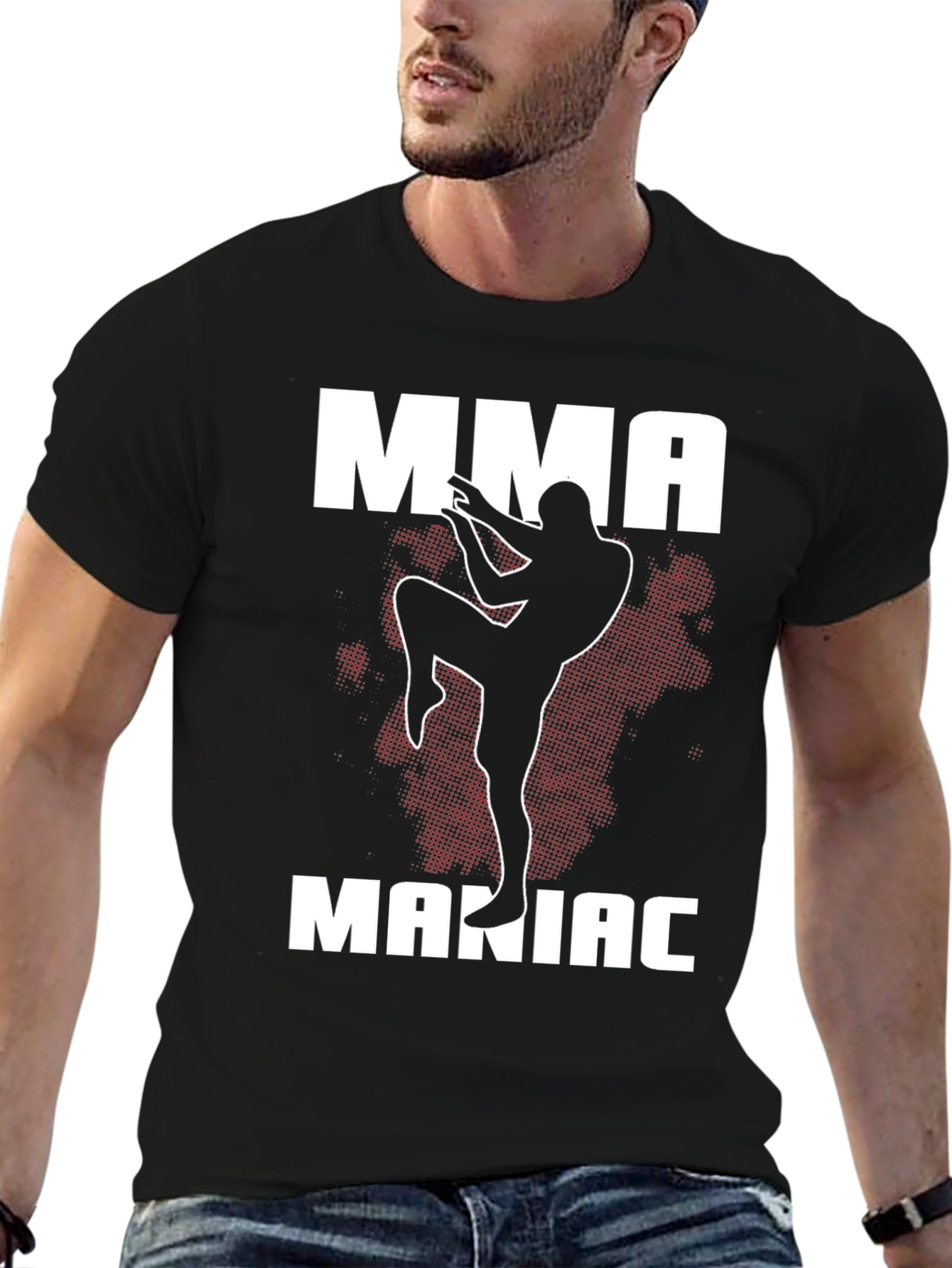 Black MMA Maniac Black T-Shirt Martial Arts Graphic Tee view 6
