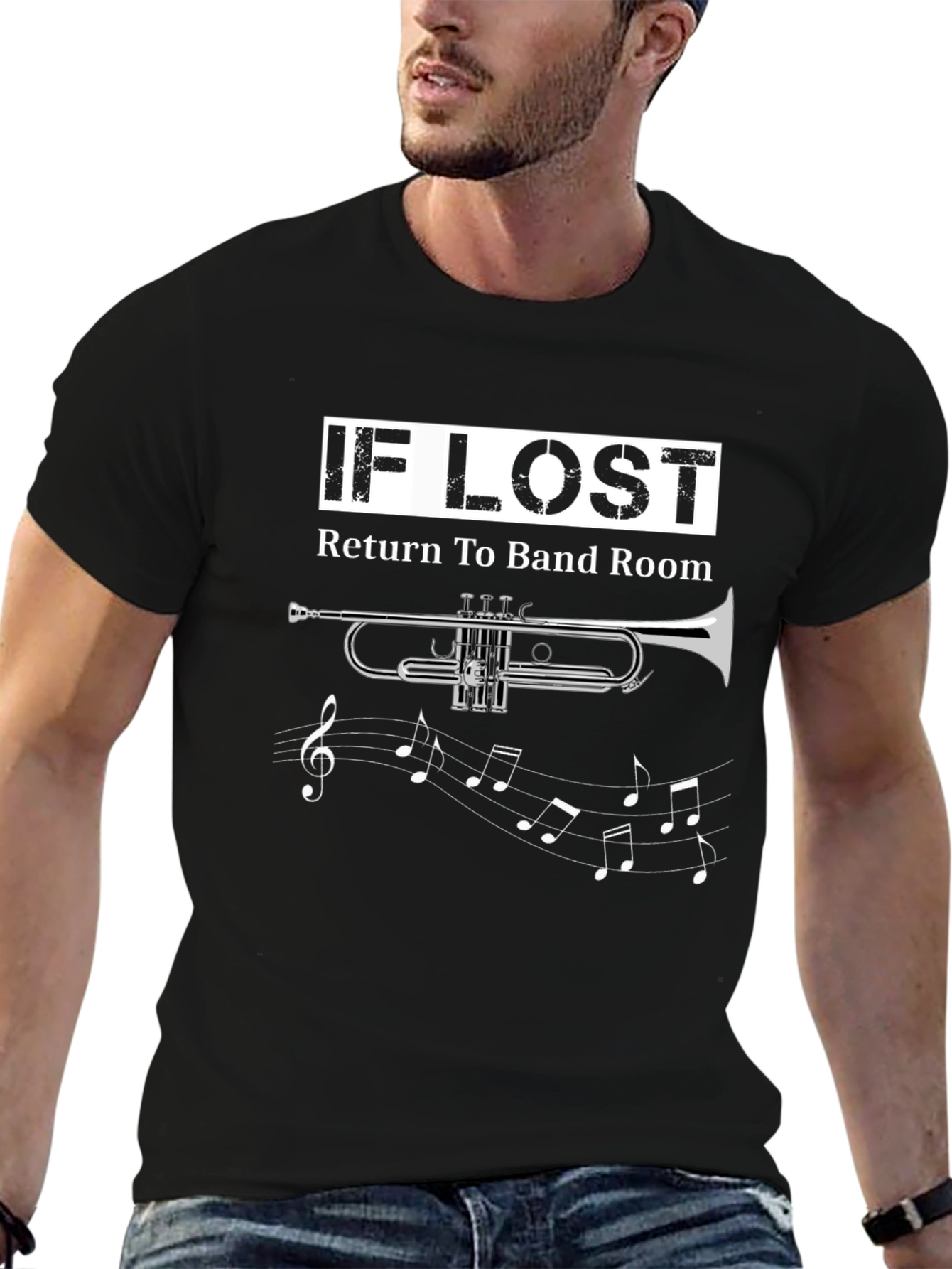 Black If Lost Return to Band Room T-Shirt view 6