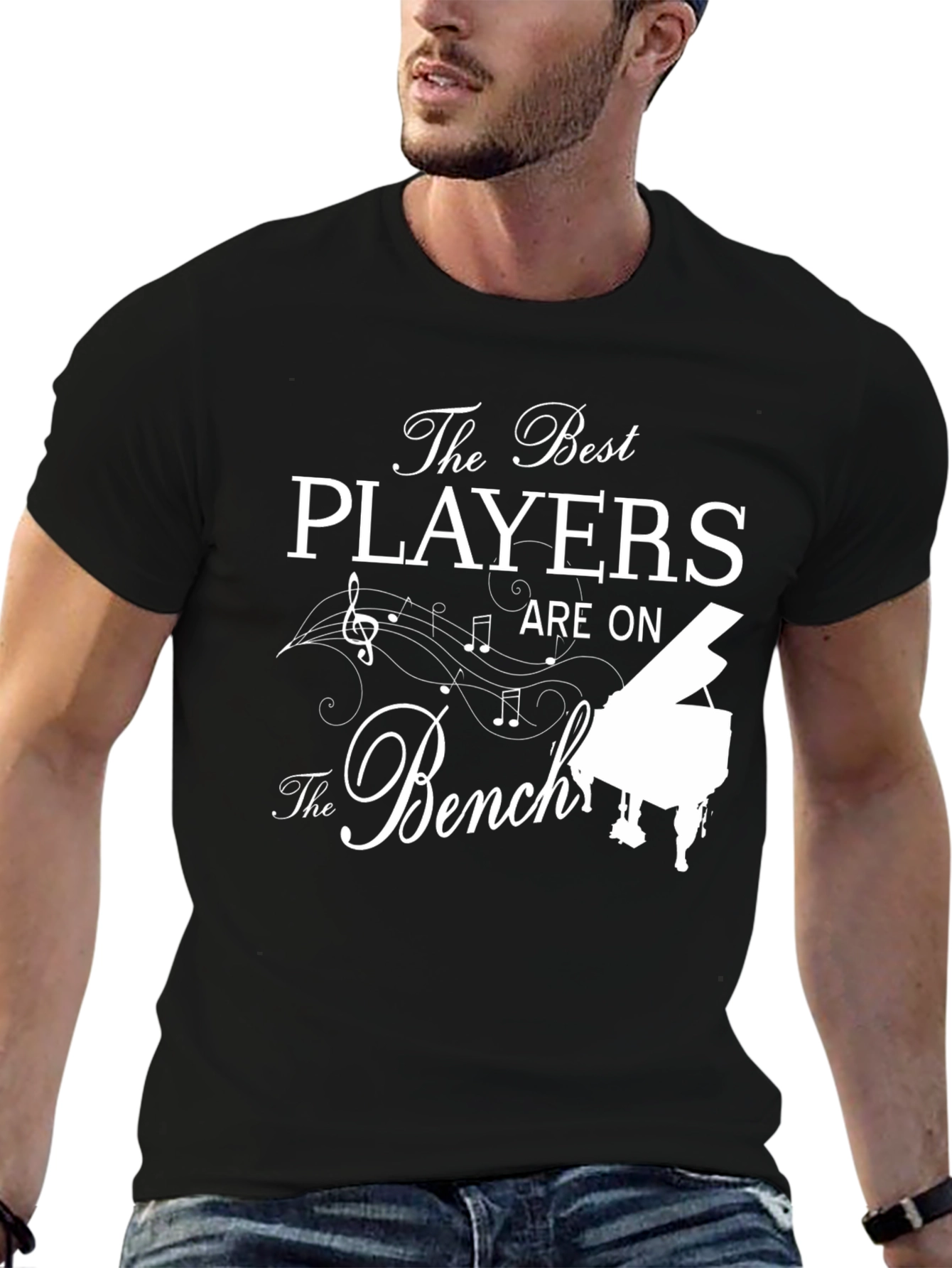 Black The Best Players Are on The Bench Piano T-Shirt view 6