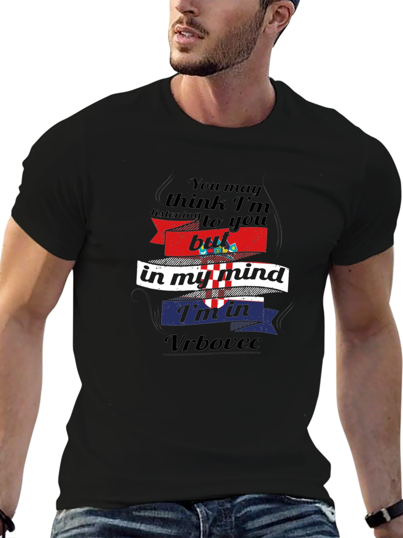 Black Funny Croatia Vrbovec Mind T-Shirt view 6