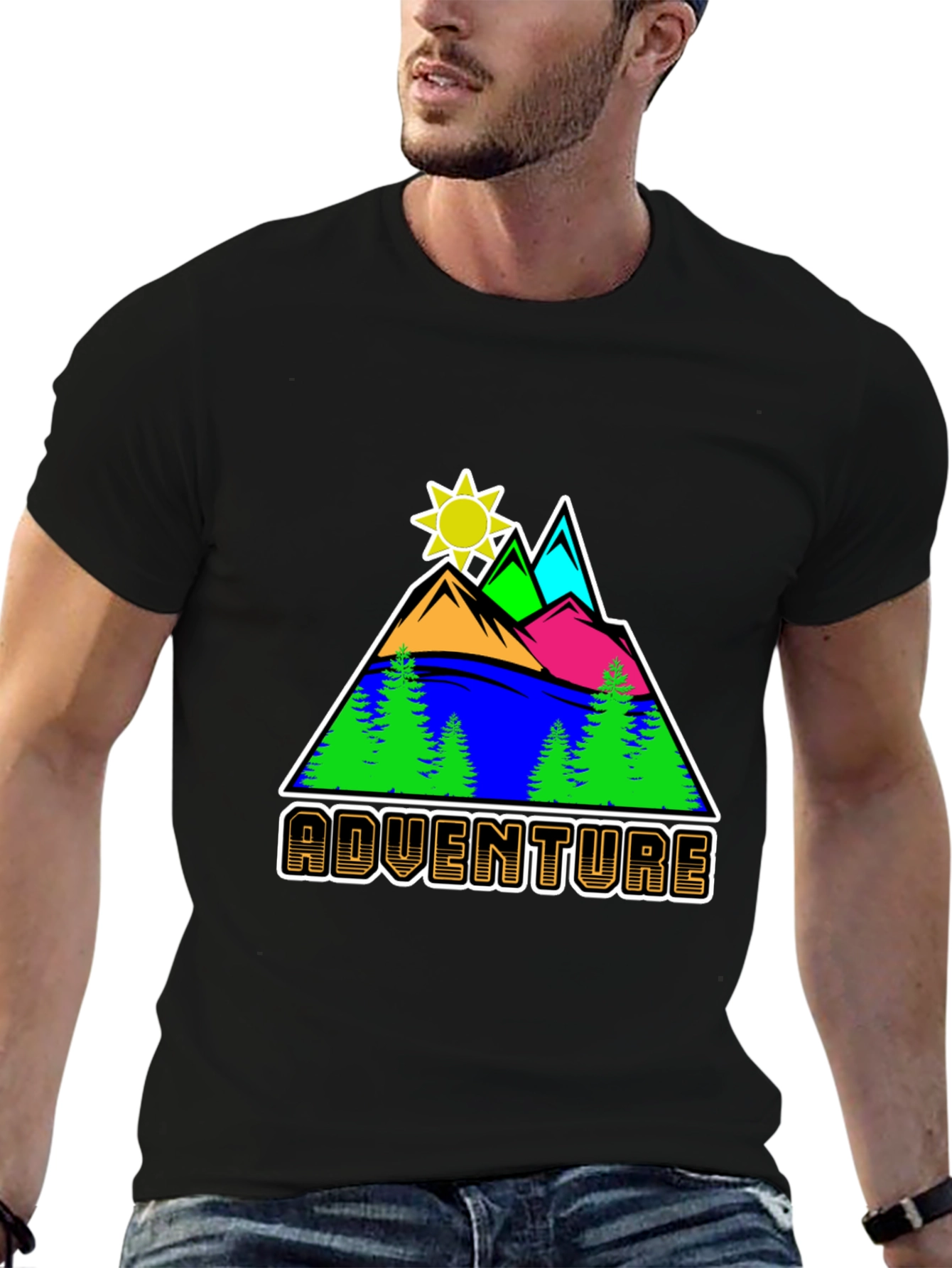 Black Adventure Graphic T-Shirt - Nature Inspired Design view 6
