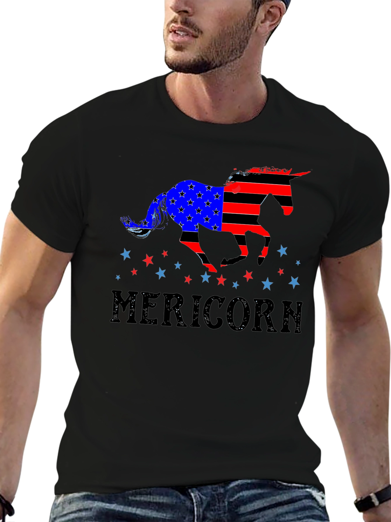 Black Patriotic Mericorn T-Shirt view 6