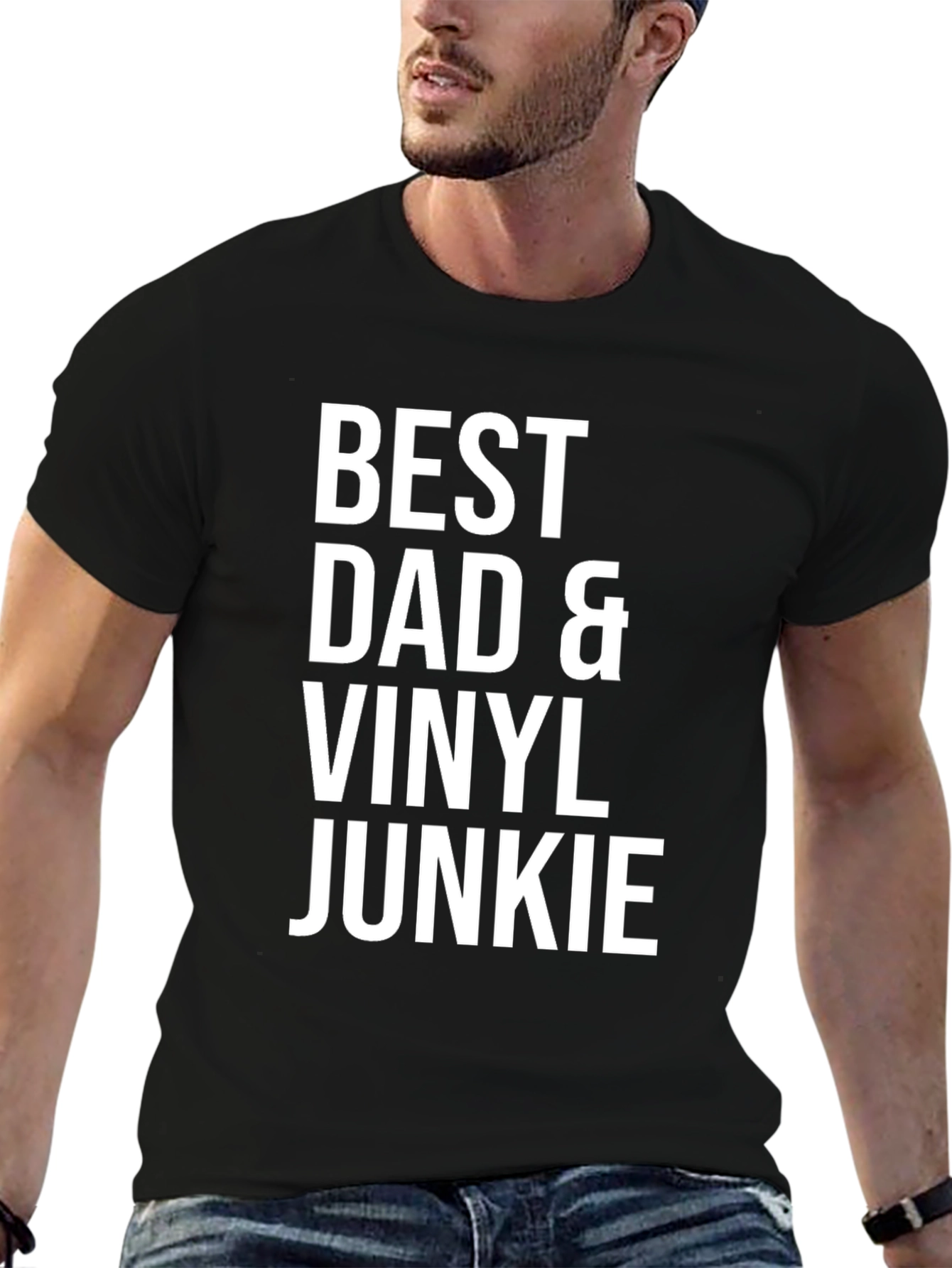 Black Best Dad & Vinyl Junkie Black T-Shirt view 6