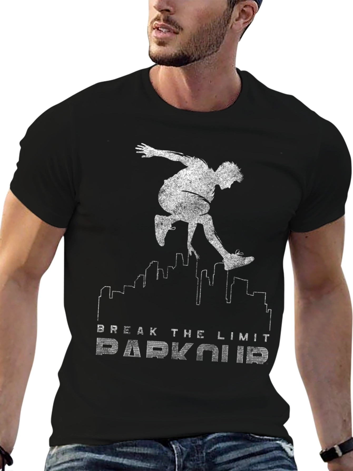 Black Parkour "Break the Limit" Graphic Black Tee view 6