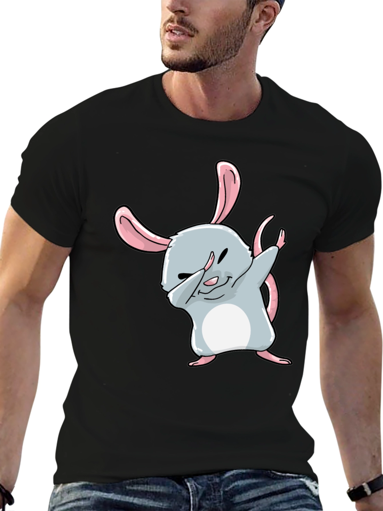 Black Dabbing Hamster Graphic Tee - Cool & Trendy view 6
