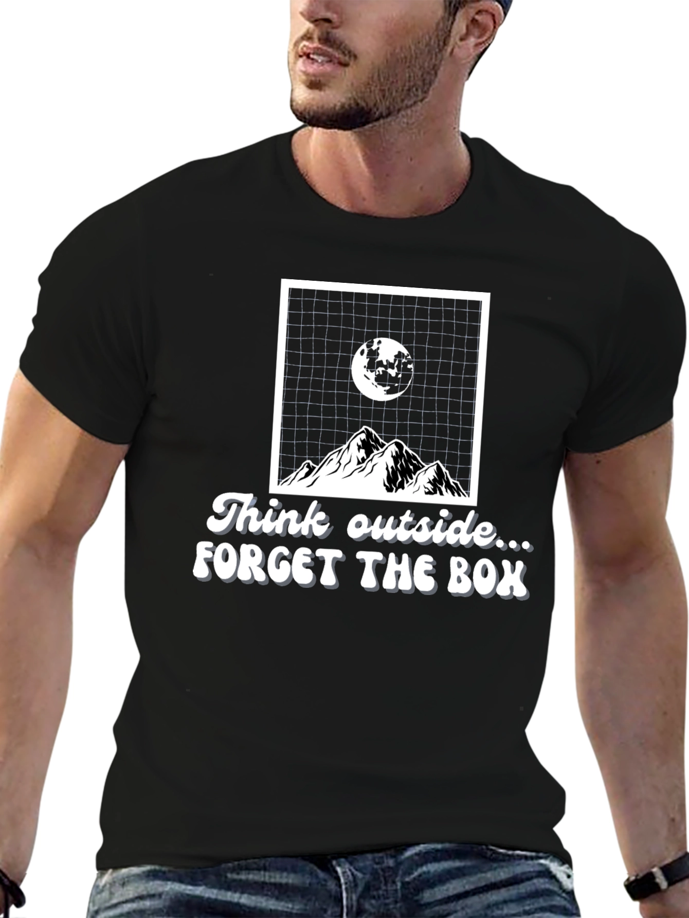 Black Think Outside the Box Graphic T-Shirt view 6