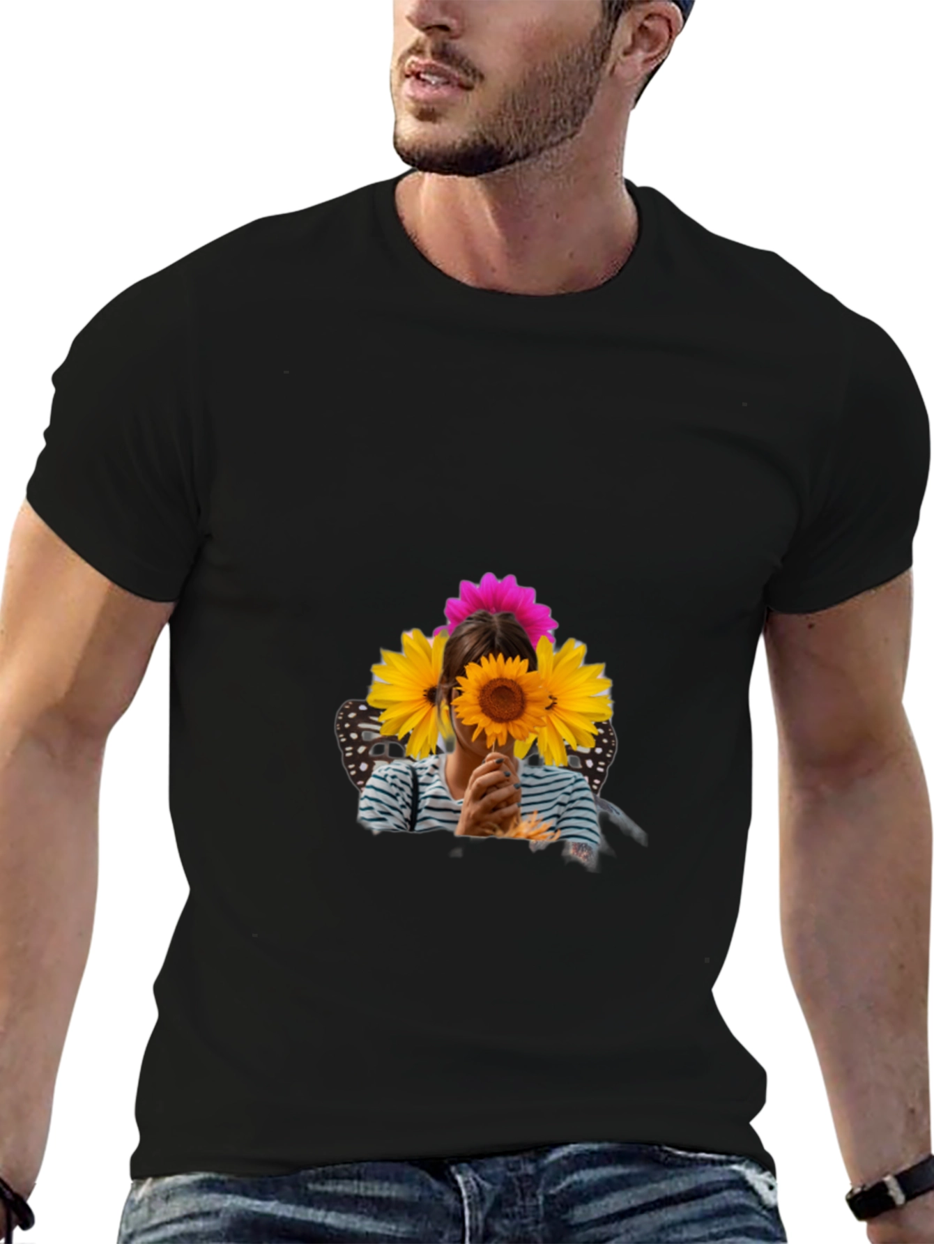 Black Sunflower Graphic Black T-Shirt view 6