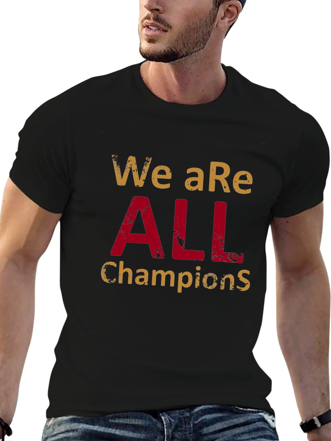 Black We Are All Champions Graphic T-Shirt view 6