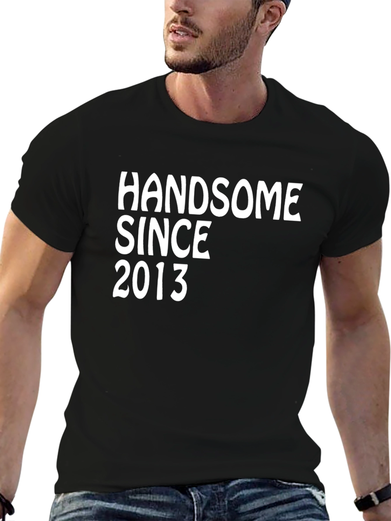 Black Handsome Since 2013 Graphic Tee - Black Cotton Blend view 6