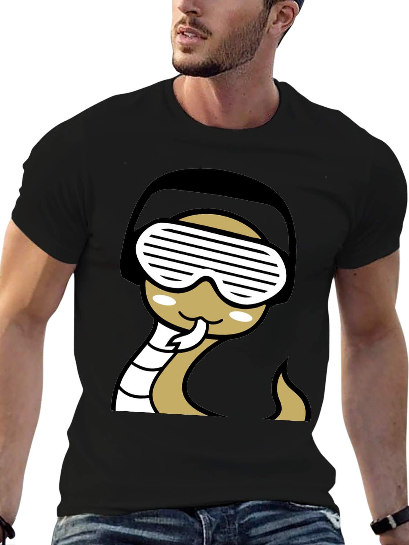 Black Cool Snake T-Shirt - Black Graphic Tee view 6