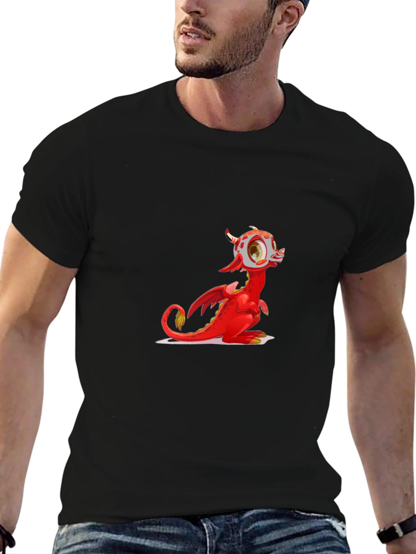 Black Red Dragon Graphic Tee - Fun Cartoon Style view 6