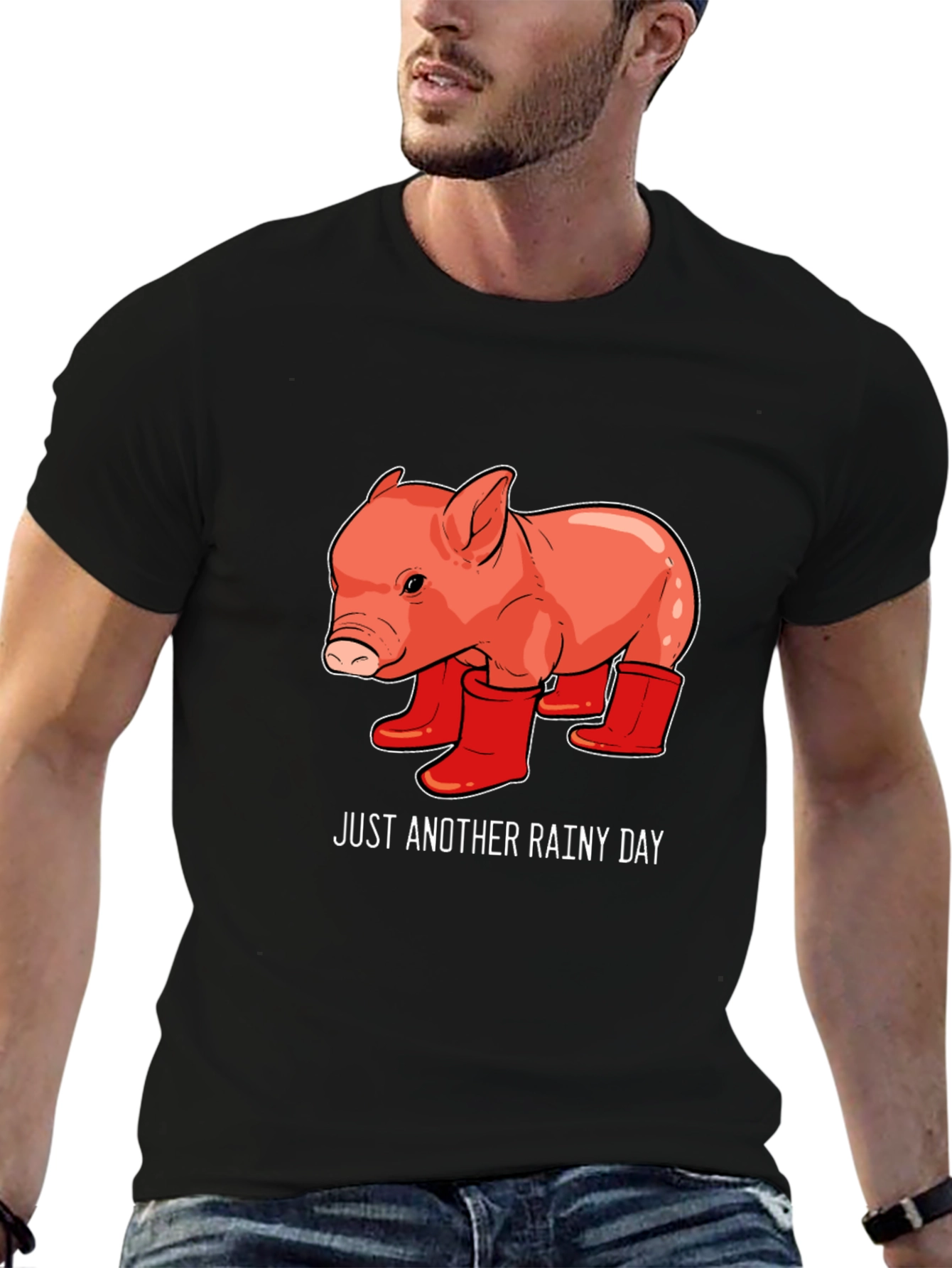 Black Rainy Day Piglet Tee view 6