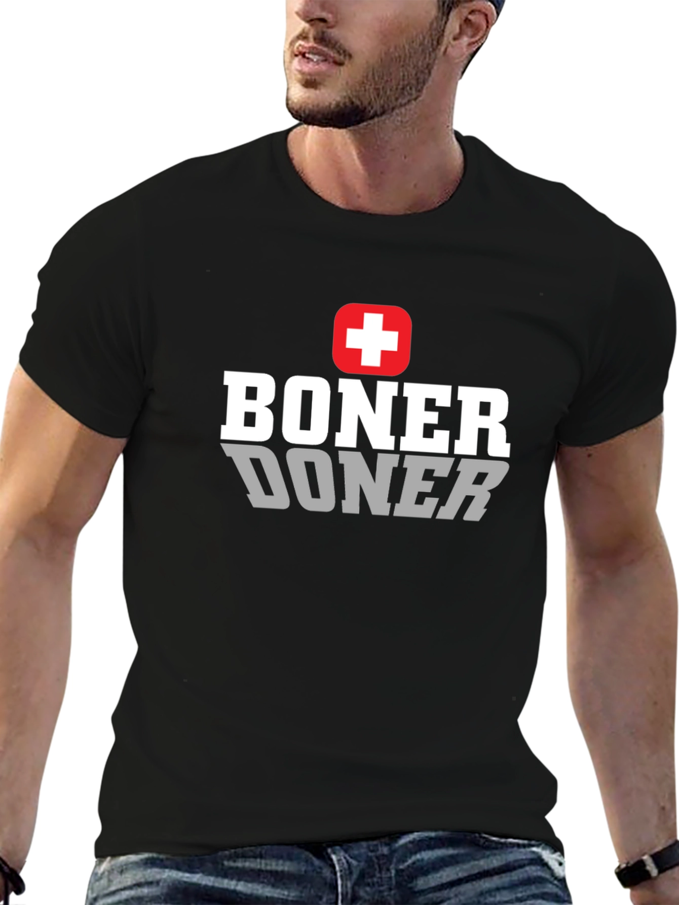 Black Boner Doner T-Shirt Funny Graphic Tee view 6