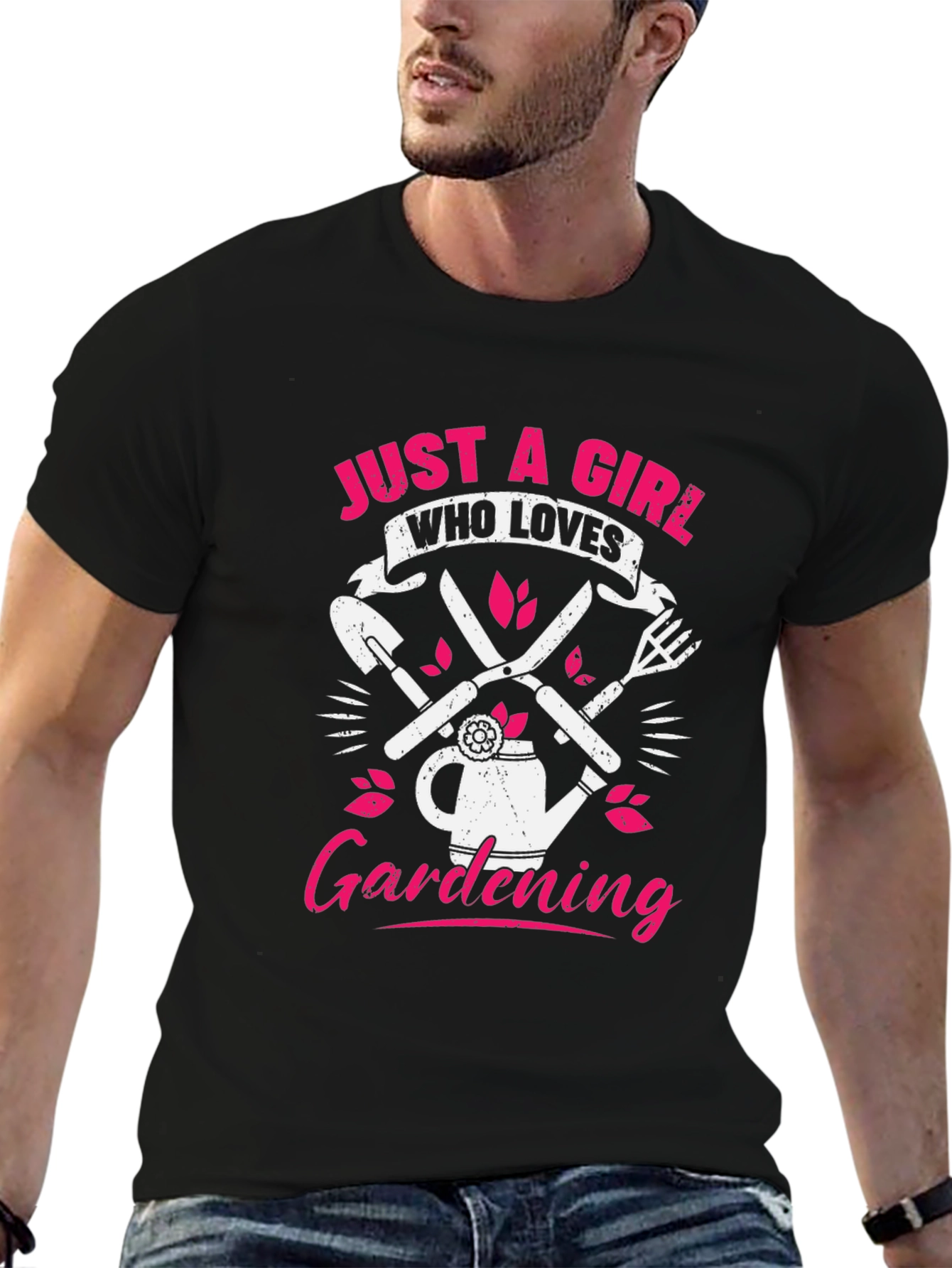 Black Just a Girl Who Loves Gardening T-Shirt view 6