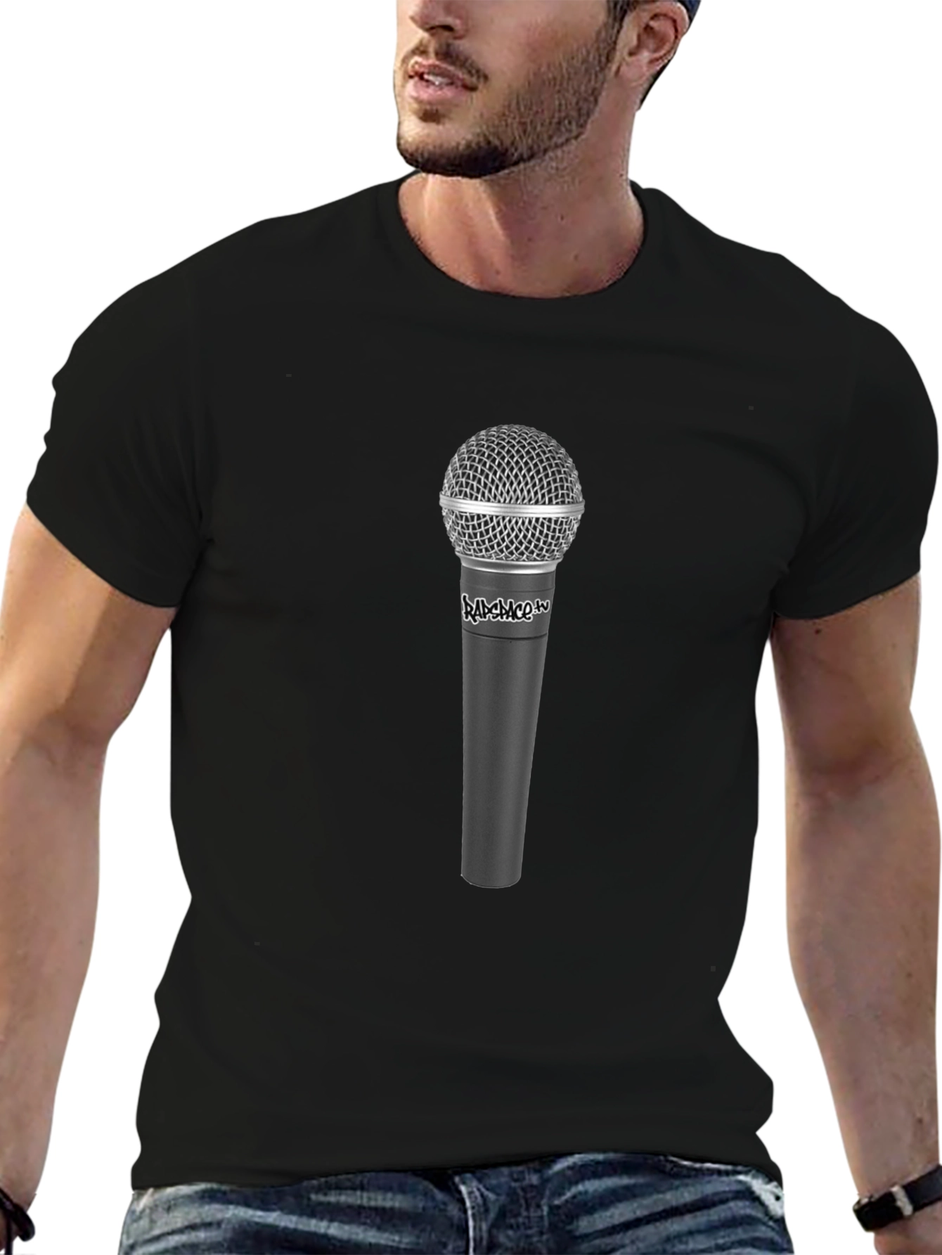 Black Black Microphone Graphic Tee - Music Lover Shirt view 6