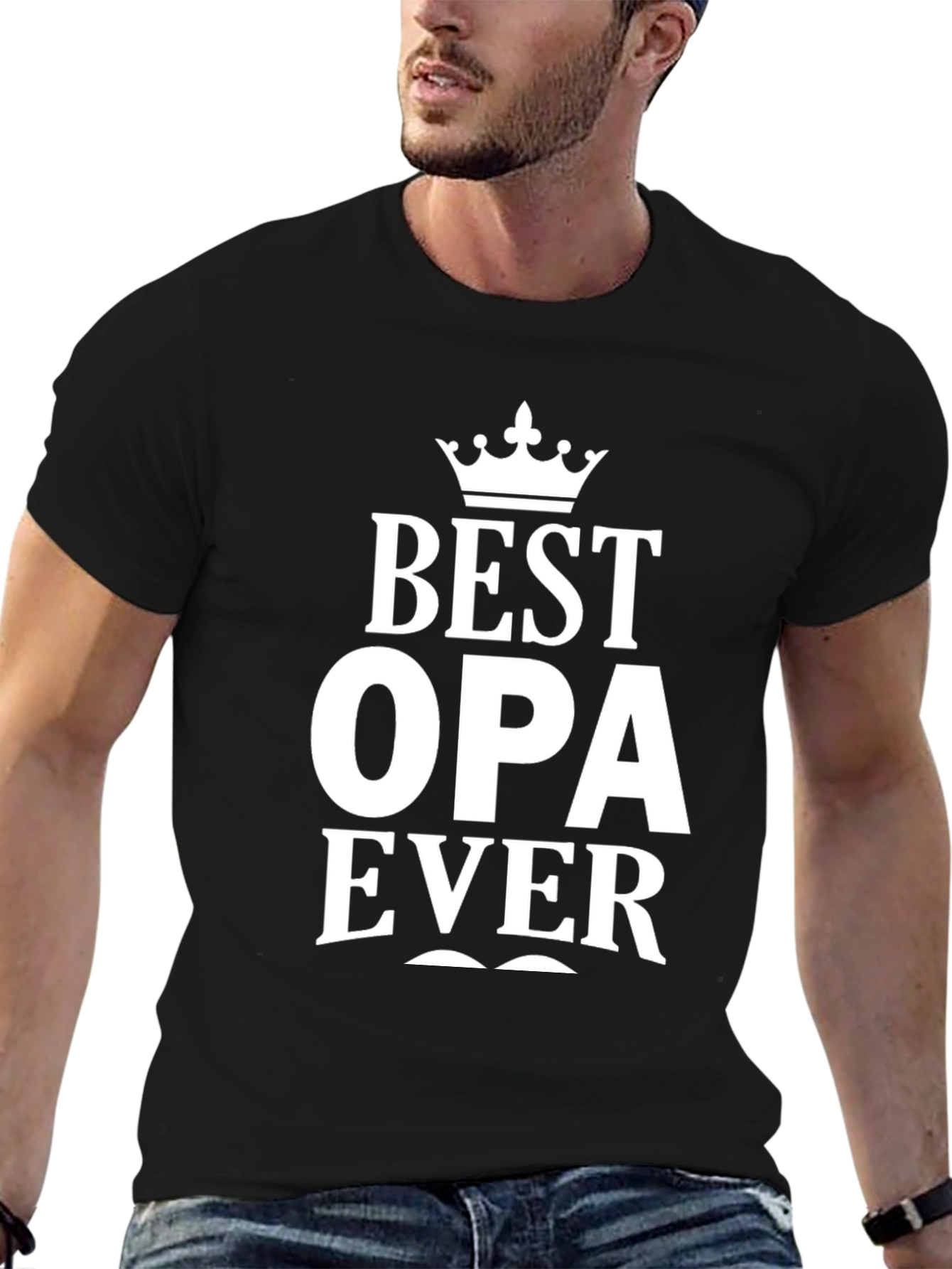 Black Best Opa Ever T-Shirt - Grandpa Gift view 6