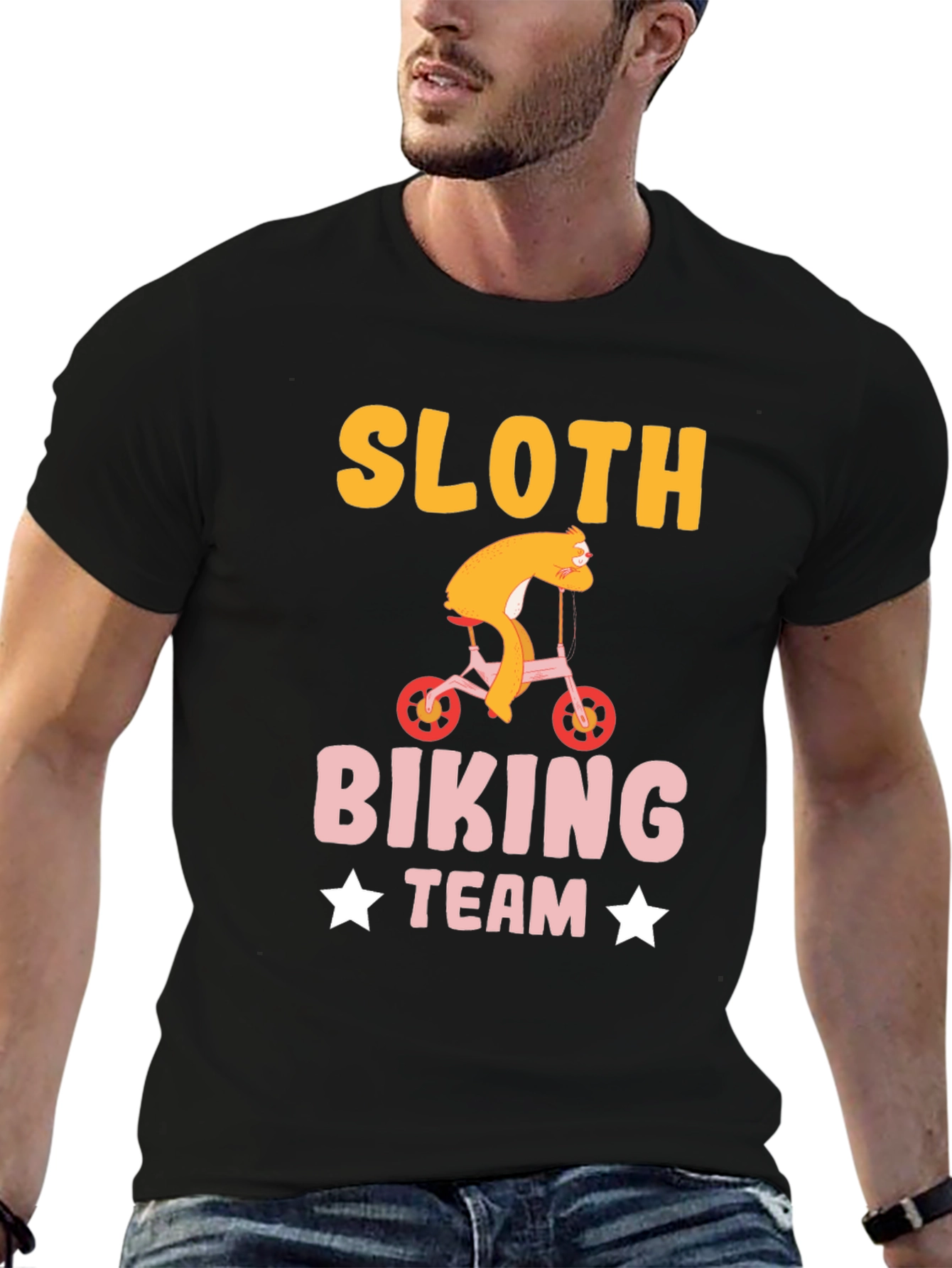 Black Sloth Biking Team T-Shirt Funny Sloth Tee view 6