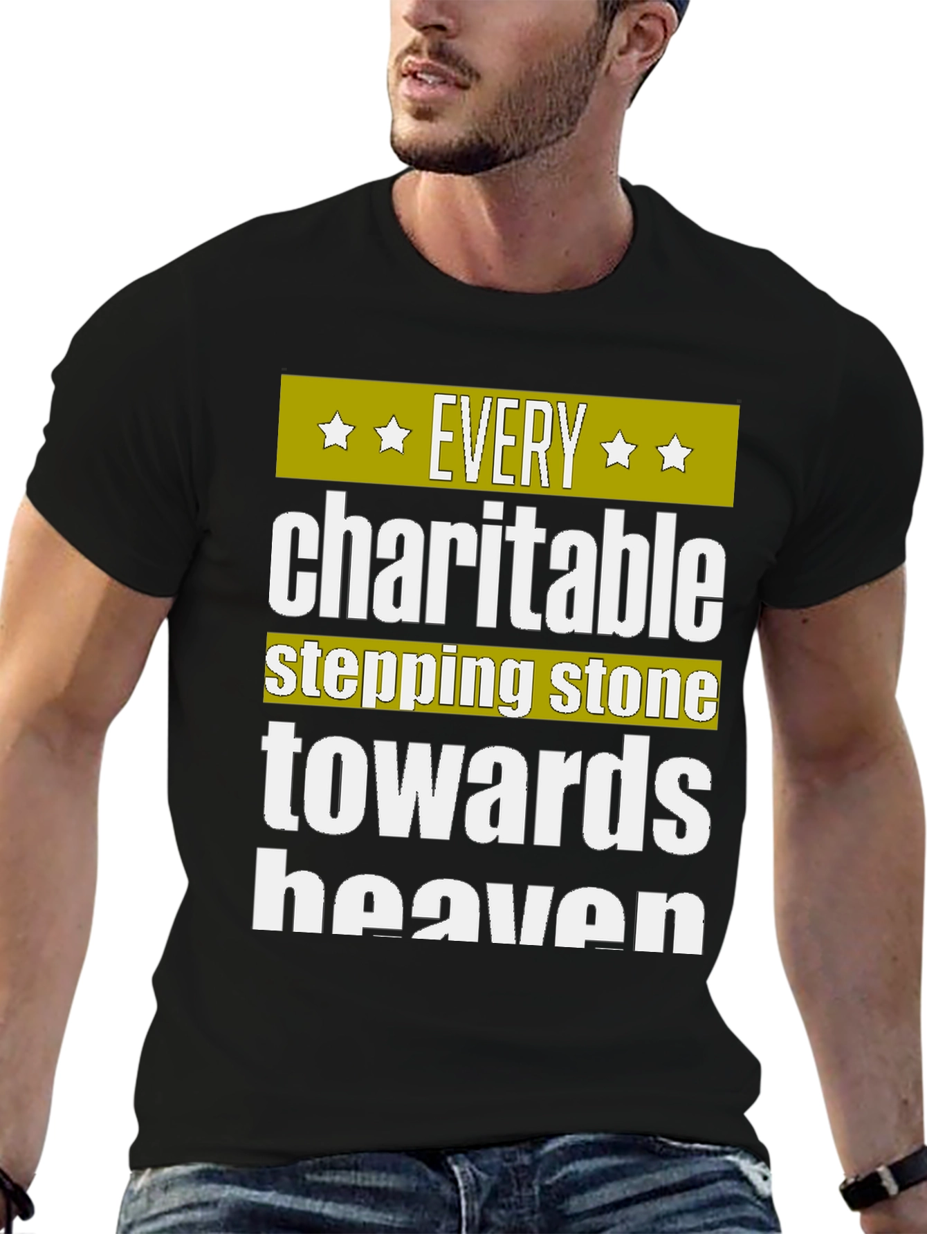 Black Charitable Stepping Stone T-Shirt - Towards Heaven view 6