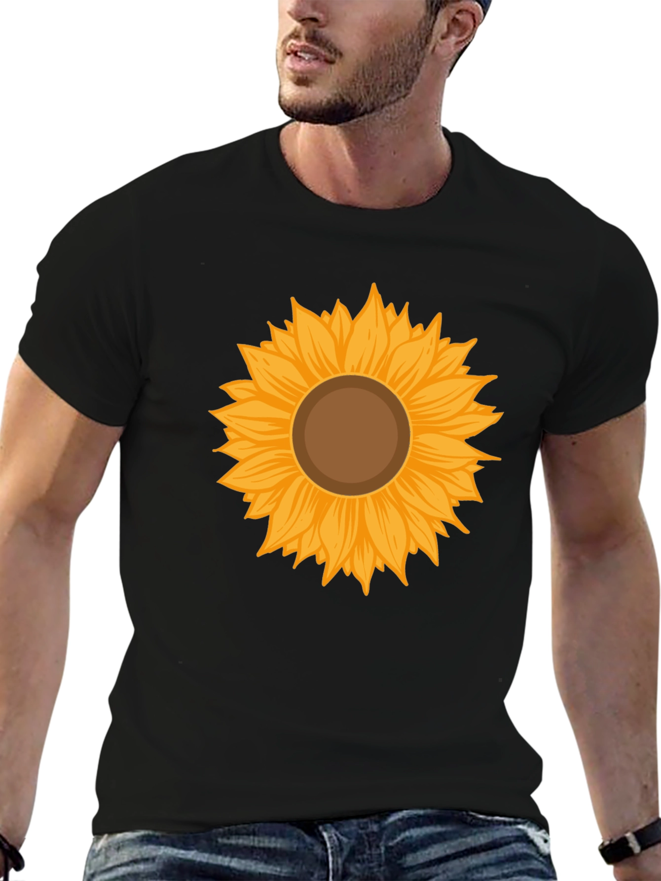 Black Sunflower Graphic Tee - Stylish & Comfortable Black T-Shirt view 6