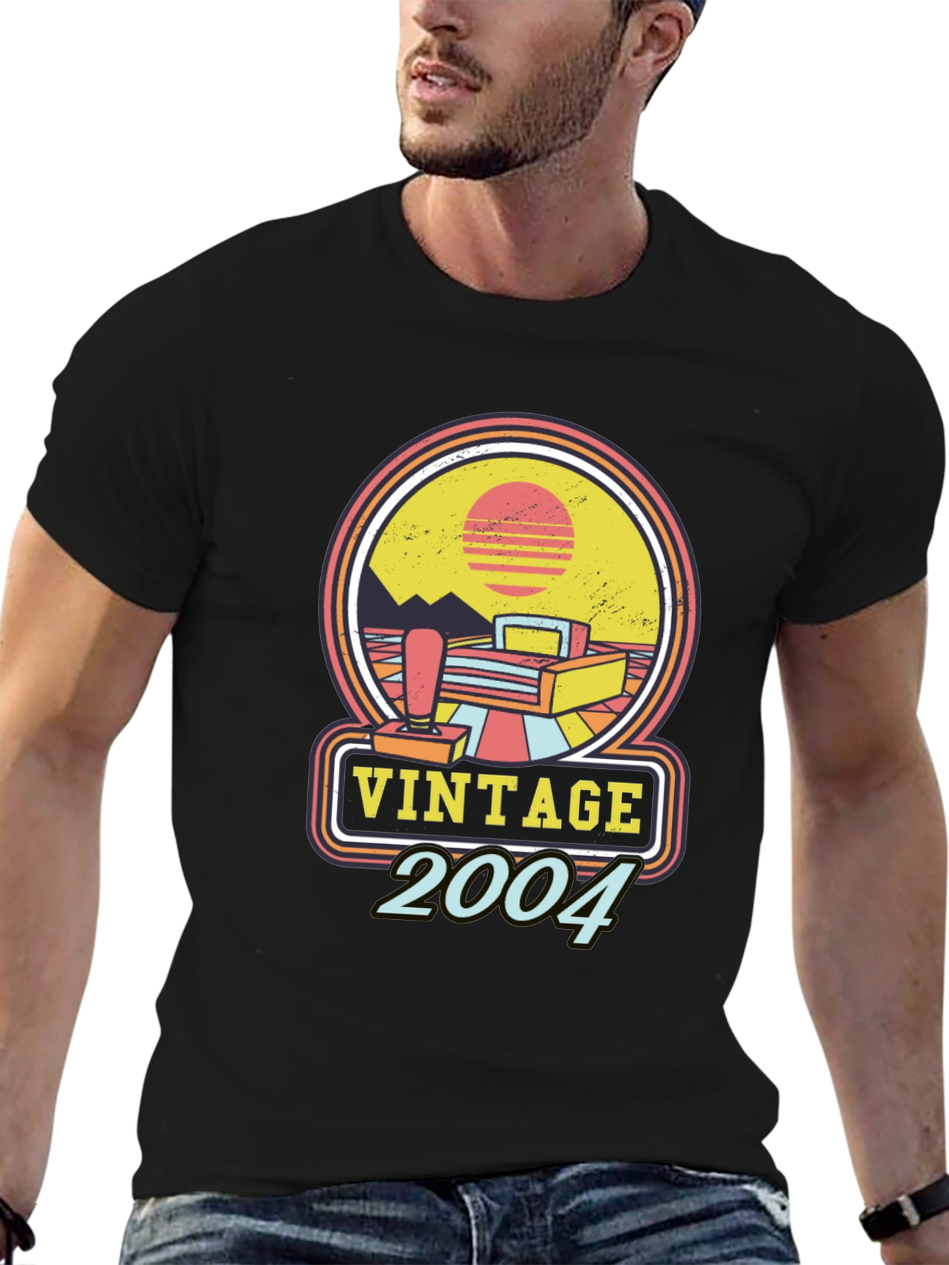 Black Vintage 2004 Gamer T-Shirt - Retro Style view 6